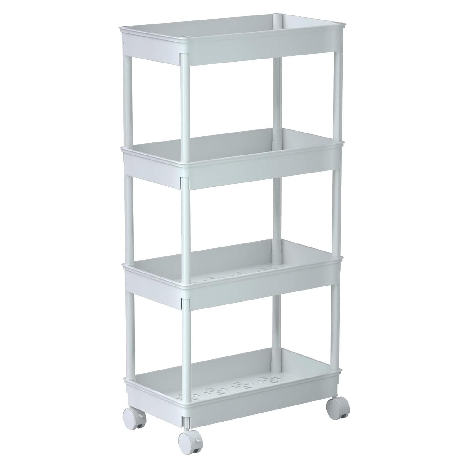 Carro de Almacenamiento Móvil Sooyee 4 Niveles Negro 35.8x22.9x102.4cm