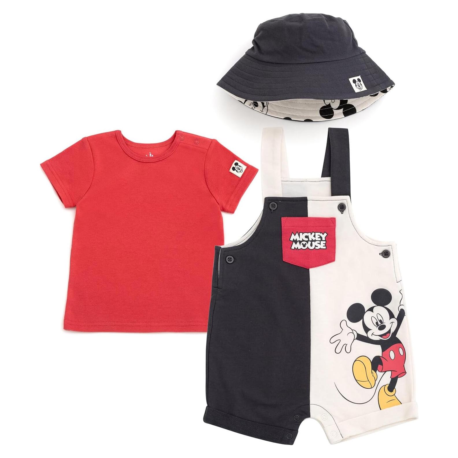 Conjunto 3 Piezas Bebé Disney Mickey Mouse - Overoles Cortos