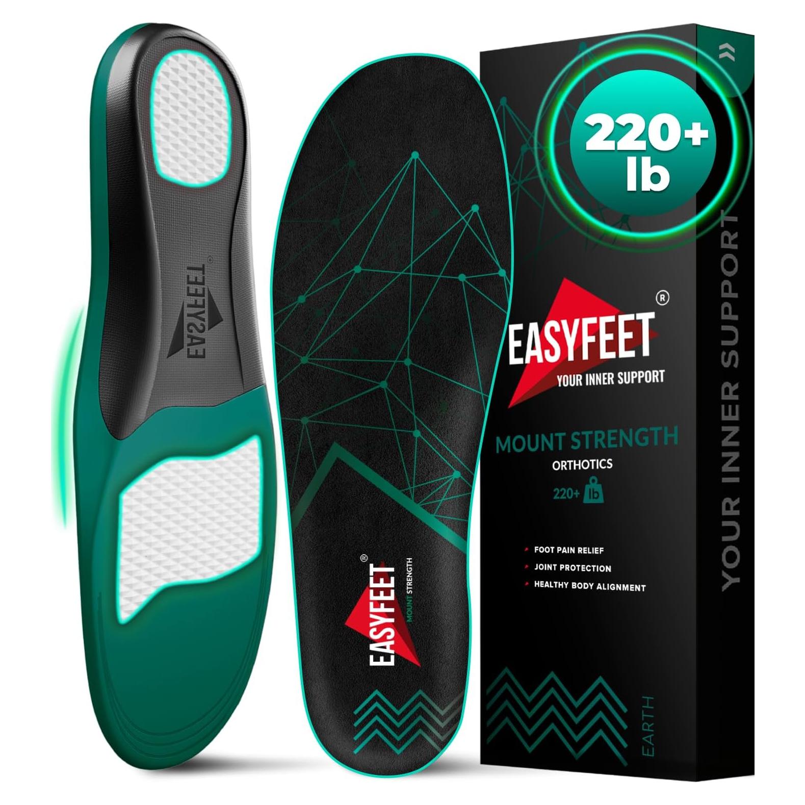 Plantillas ortopédicas EASYFEET para arco alto 220 lbs+ - Negro