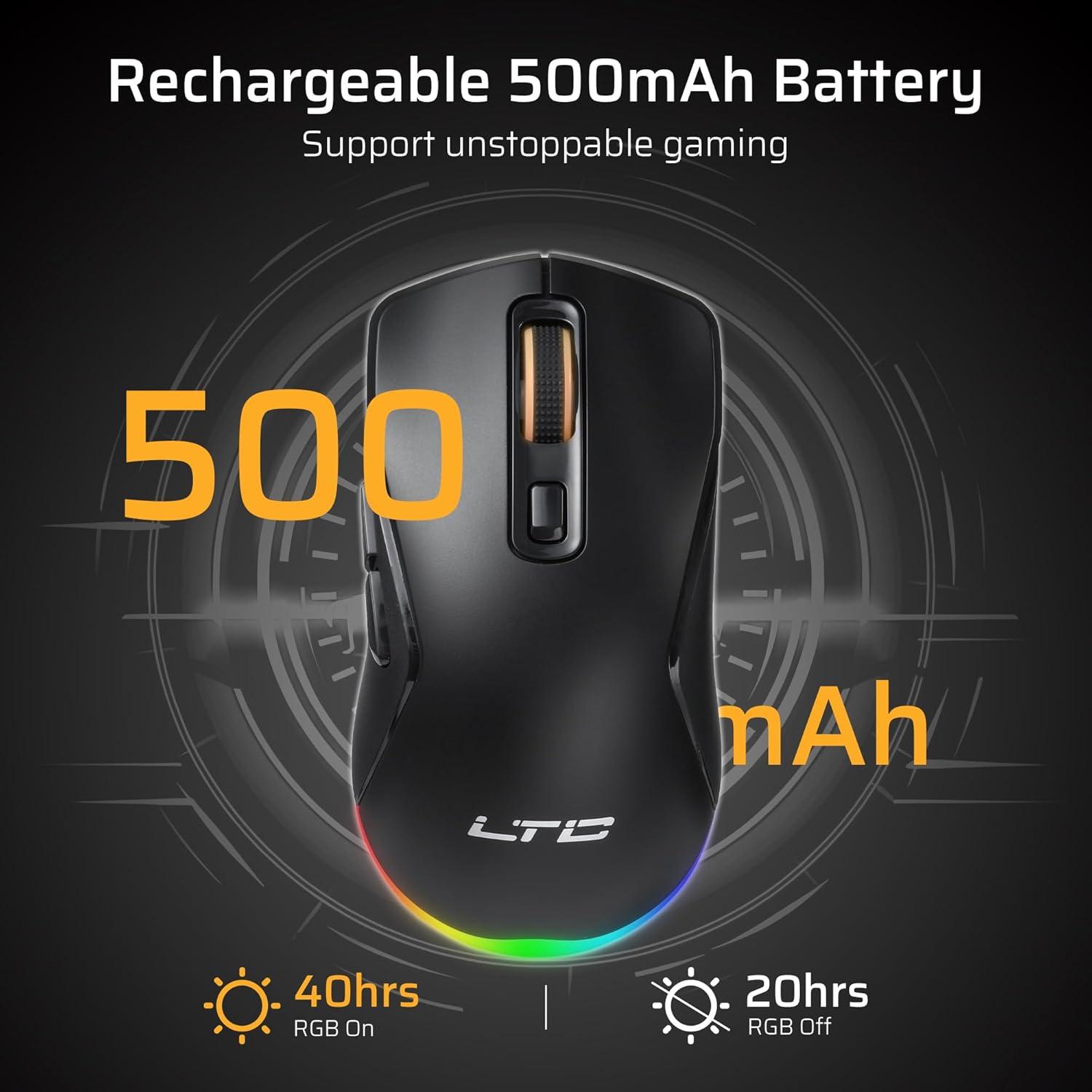 Ratón Inalámbrico Tri-Mode LTC GM025 12000 DPI RGB Ergonómico