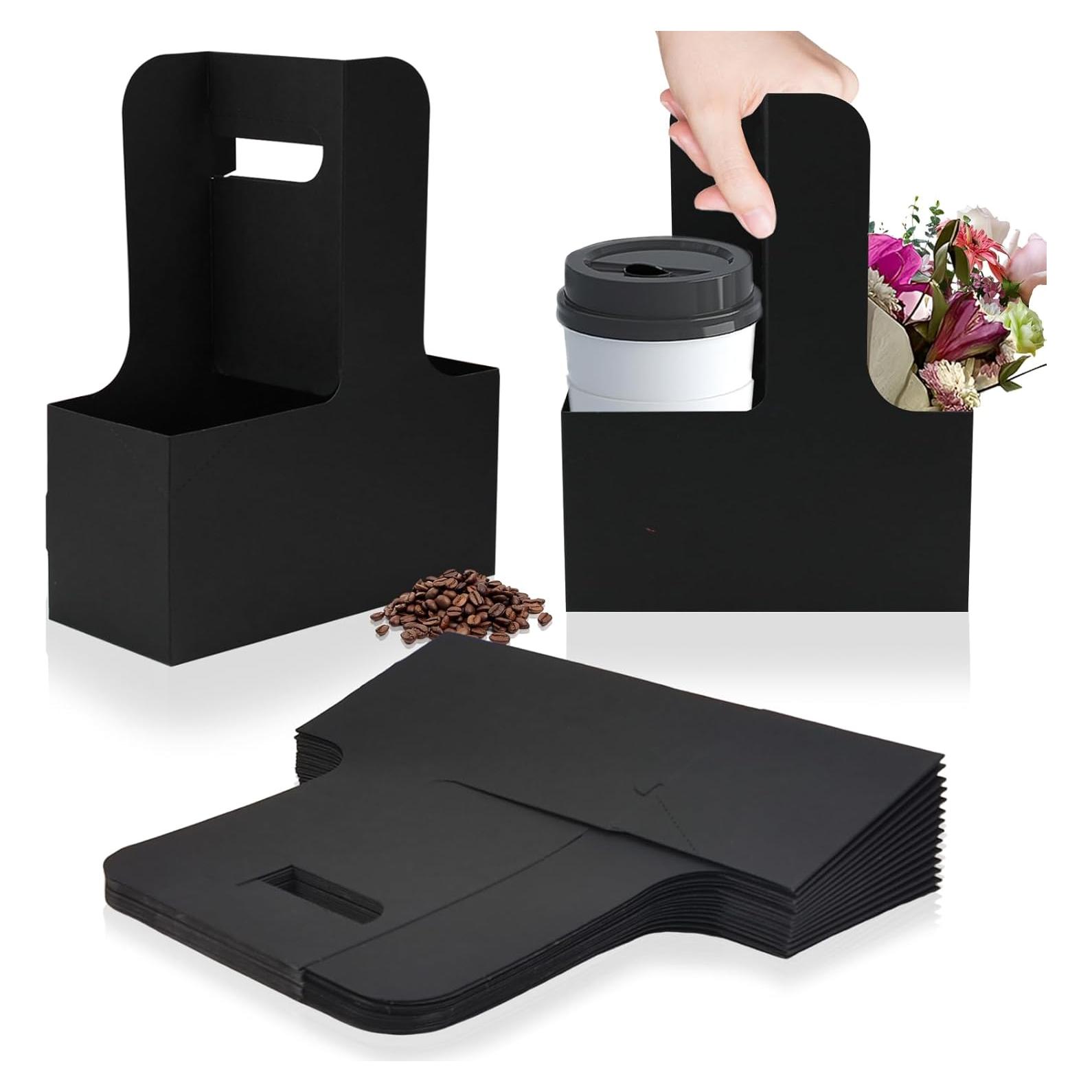 Portavasos desechables Xlong para 2 tazas, 15 unidades, negro