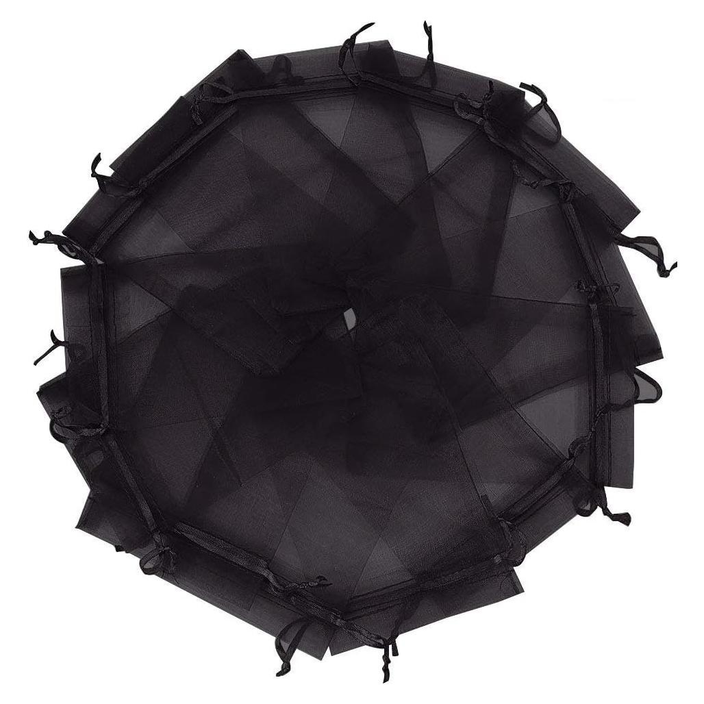 Bolsas de Organza Wudygirl 100 Piezas 13x18cm Negro