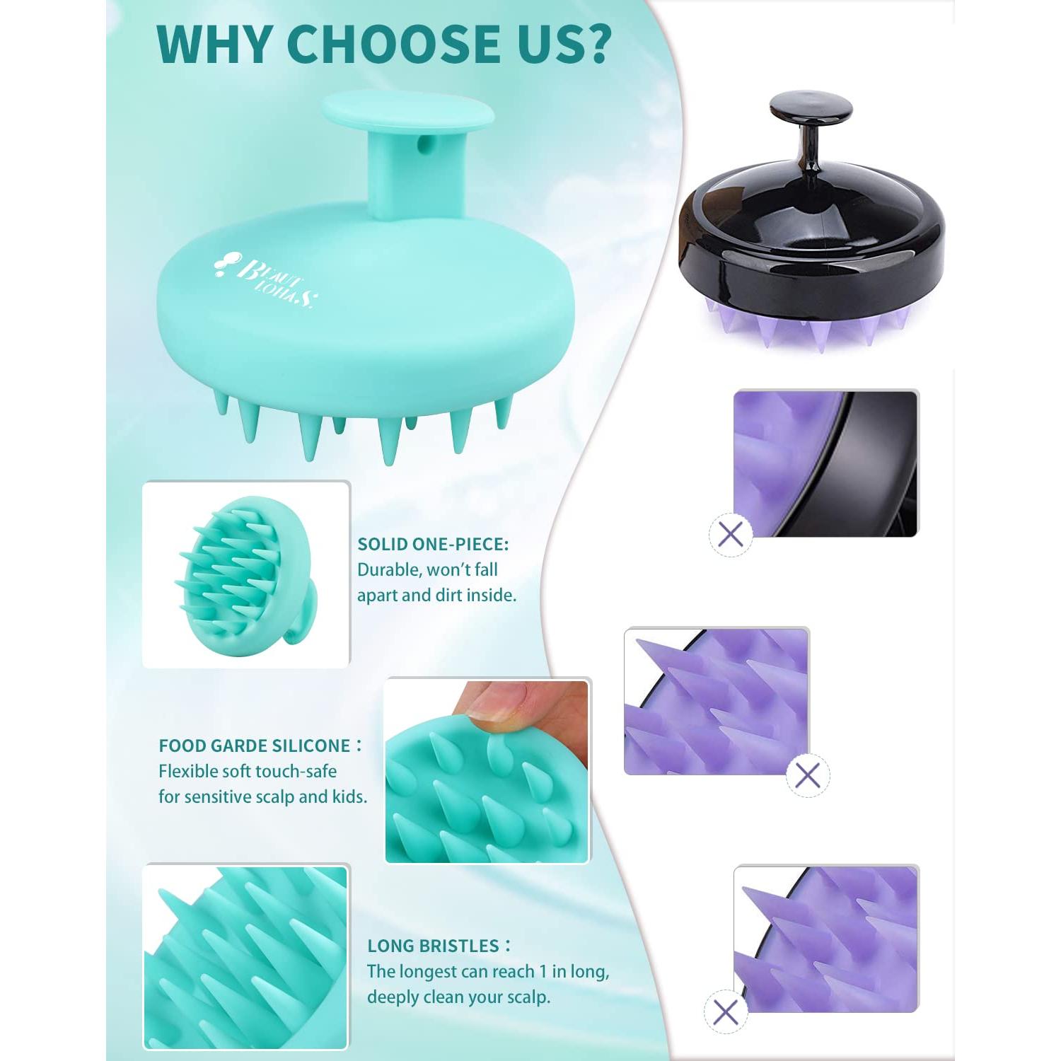 BEAUTLOHAS Cepillo Masajeador de Cuero Cabelludo Verde