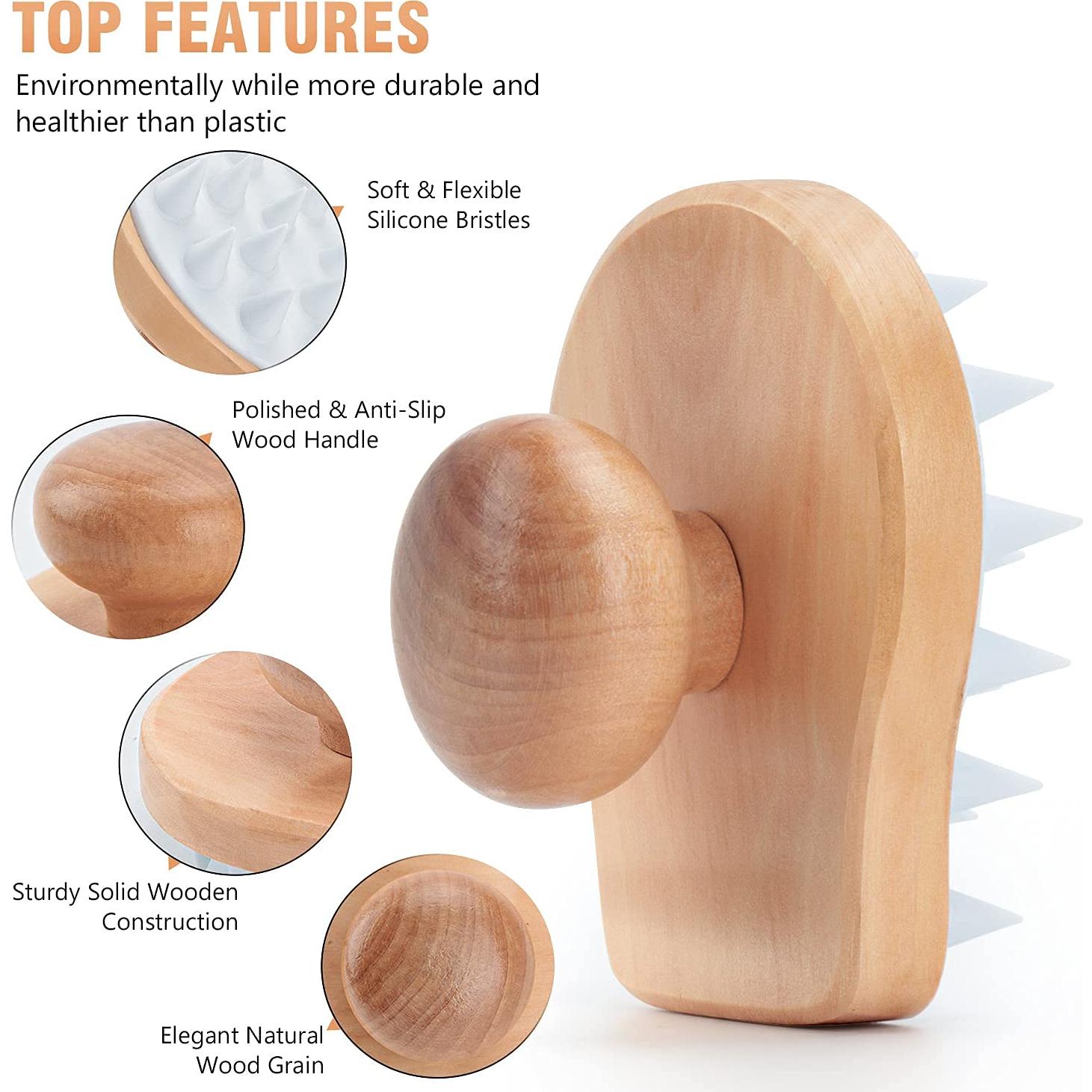 Cepillo Masajeador de Cuero Cabelludo HangerSpace Madera Blanco