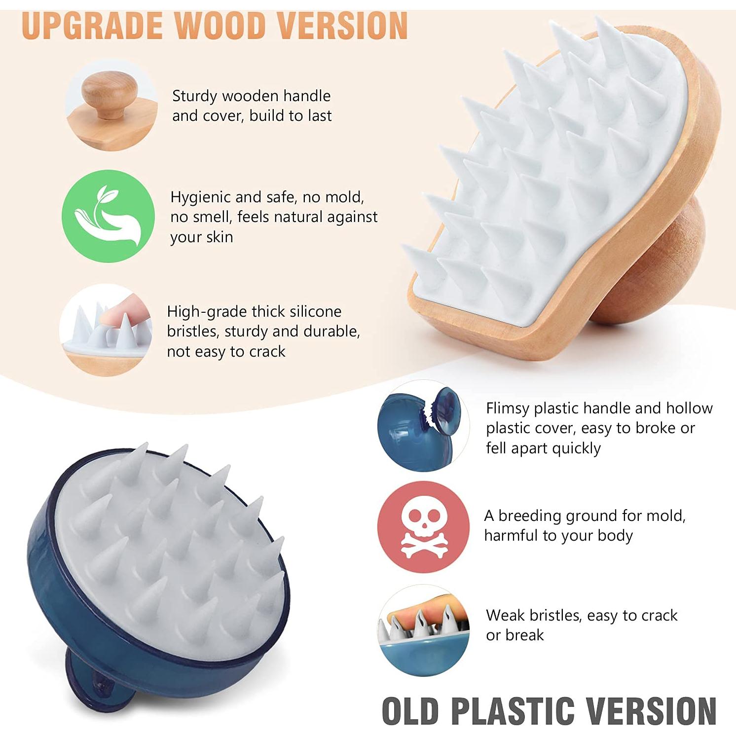 Cepillo Masajeador de Cuero Cabelludo HangerSpace Madera Blanco