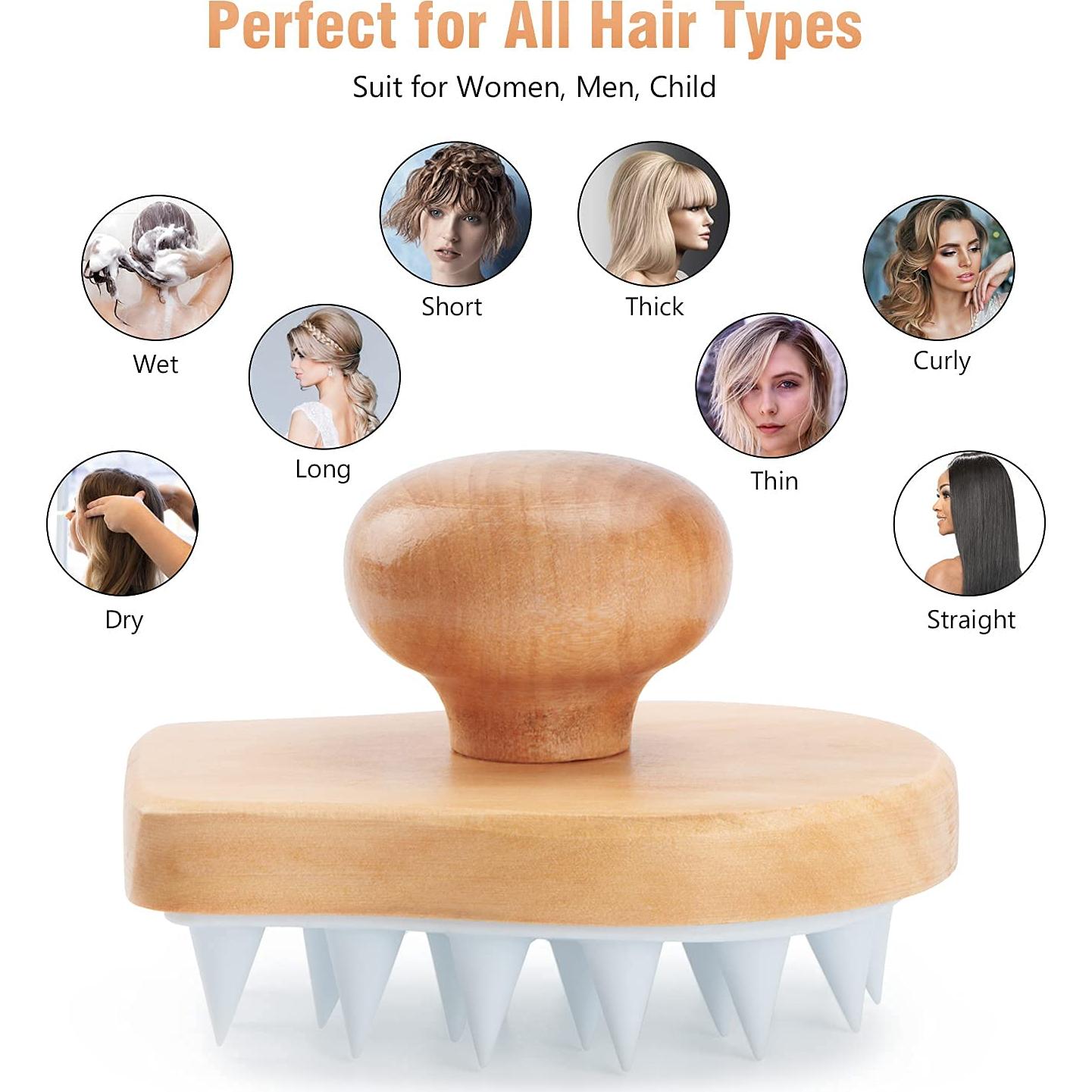 Cepillo Masajeador de Cuero Cabelludo HangerSpace Madera Blanco