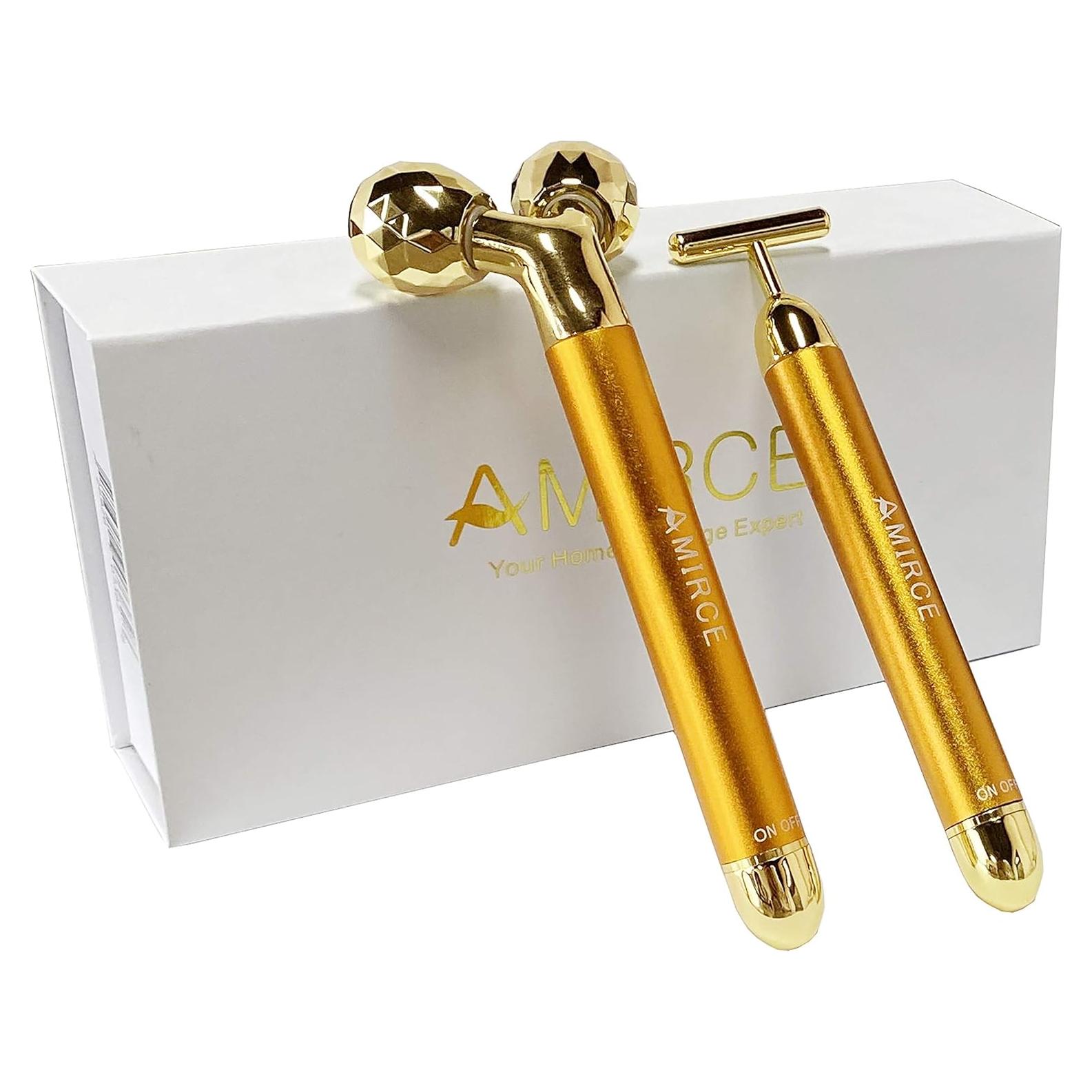 Rodillo de Masaje Facial Amirce 3D y Eléctrico - Kit Completo