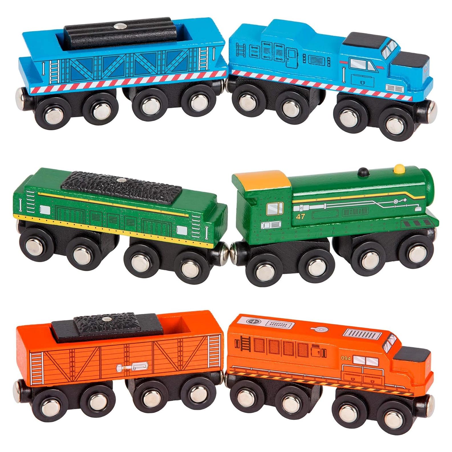 Set de Trenes de Madera Battat - 6 Piezas Magnéticas