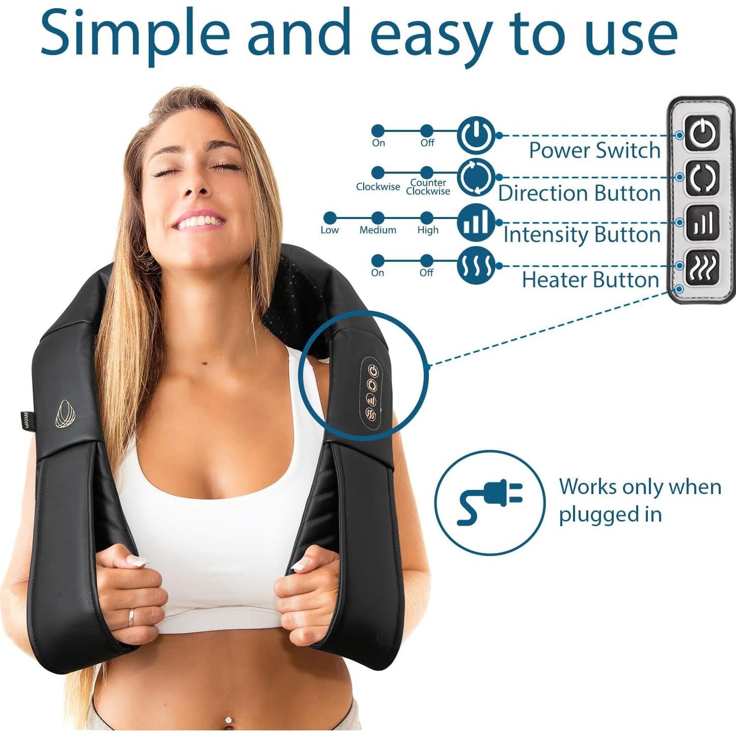 Masajeador Shiatsu InvoSpa TE-889 con Calor y 8 Bolas