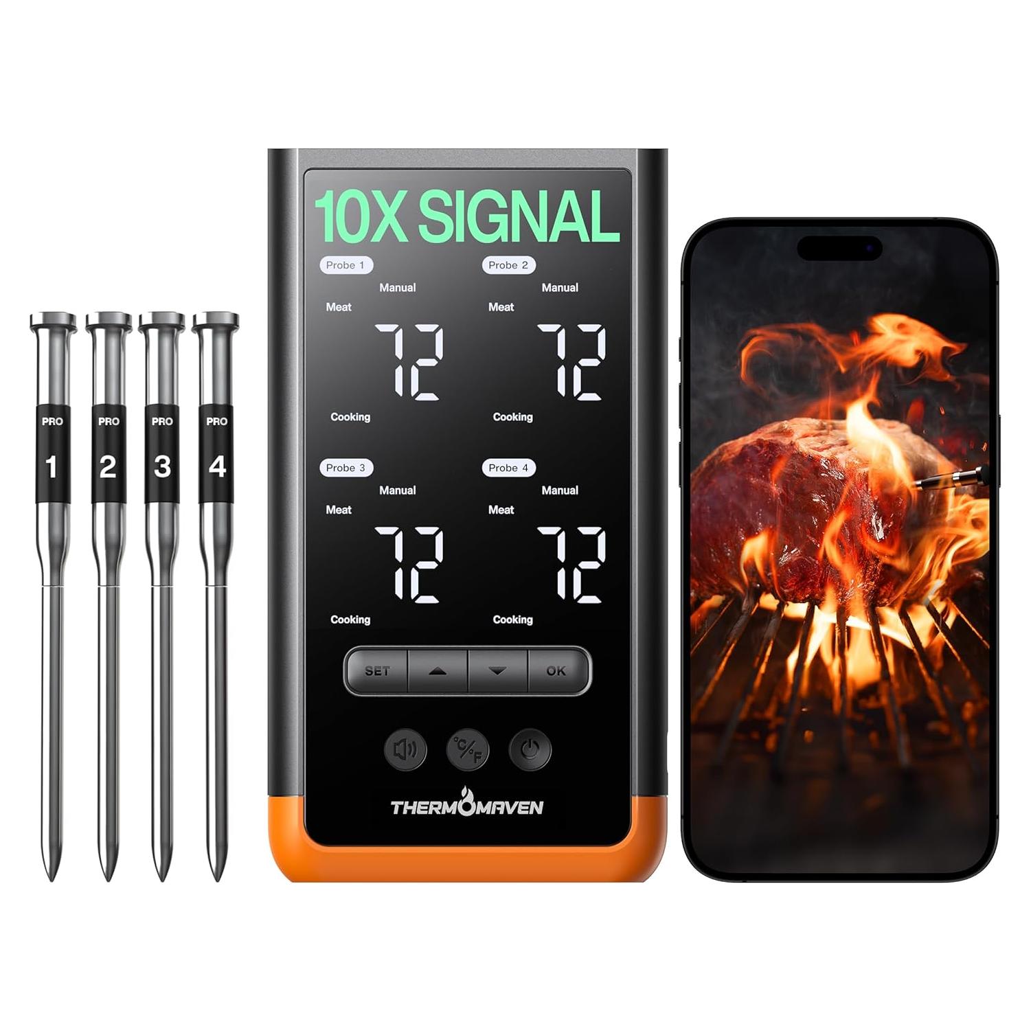 Termómetro de Carne Inalámbrico ThermoMaven G4 con 6 Sensores