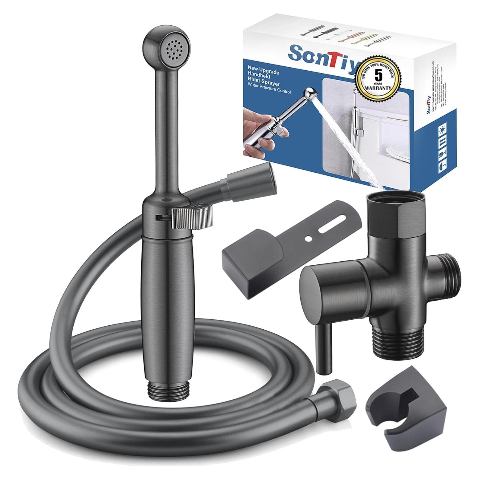 SonTiy Pulverizador de Bidet de Mano para Inodoro, Latón Negro