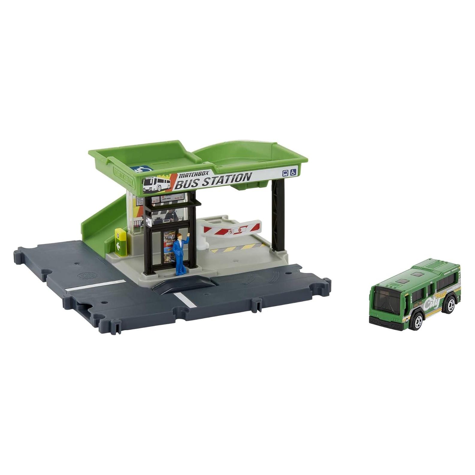 Estación de Autobuses Matchbox HDL08 con Autobús 1:64