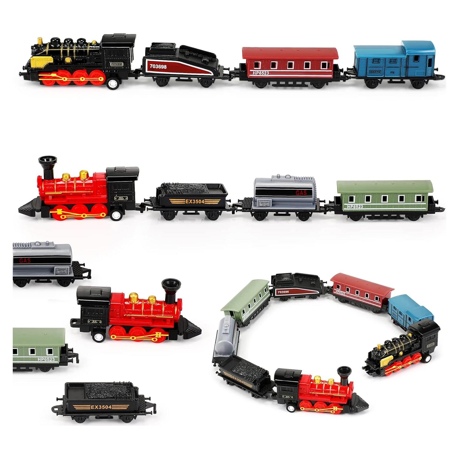 Hanaive 2 Juegos de Tren Miniatura Locomotora Retro 20cm