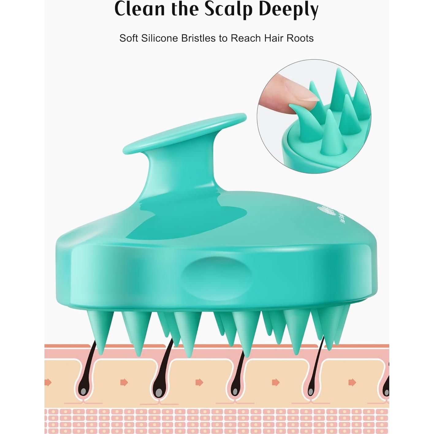 HEETA Cepillo Masajeador de Cuero Cabelludo 2 Pack Verde/Rosa