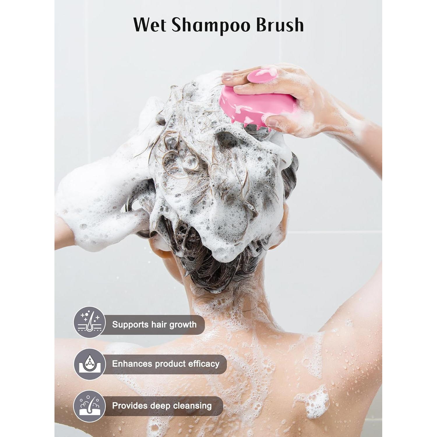 HEETA Cepillo Masajeador de Cuero Cabelludo 2 Pack Verde/Rosa