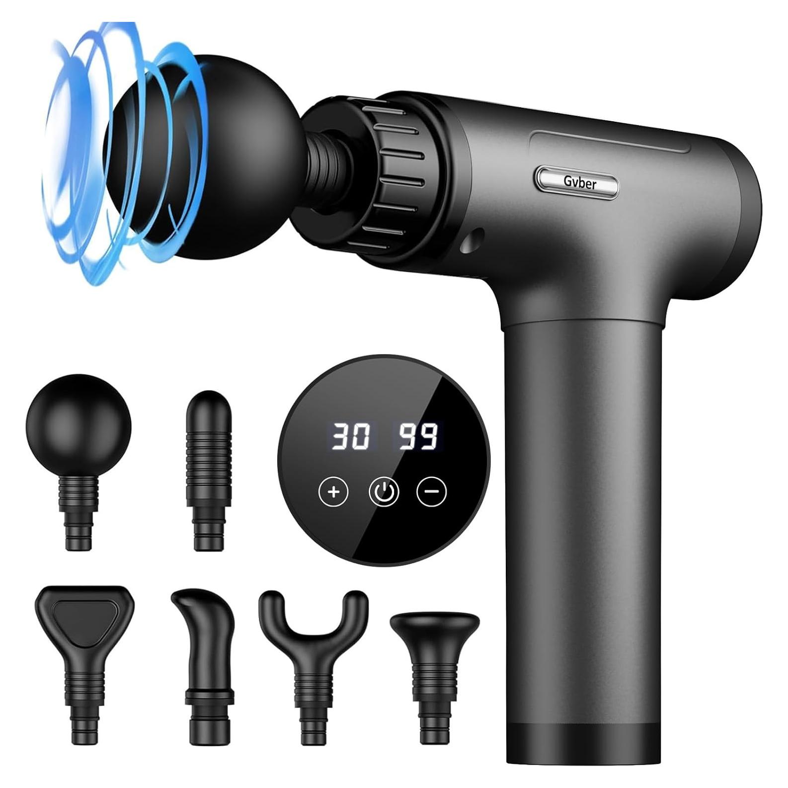 Pistola de Masaje Gvber X6 6 Accesorios 30 Velocidades Gris
