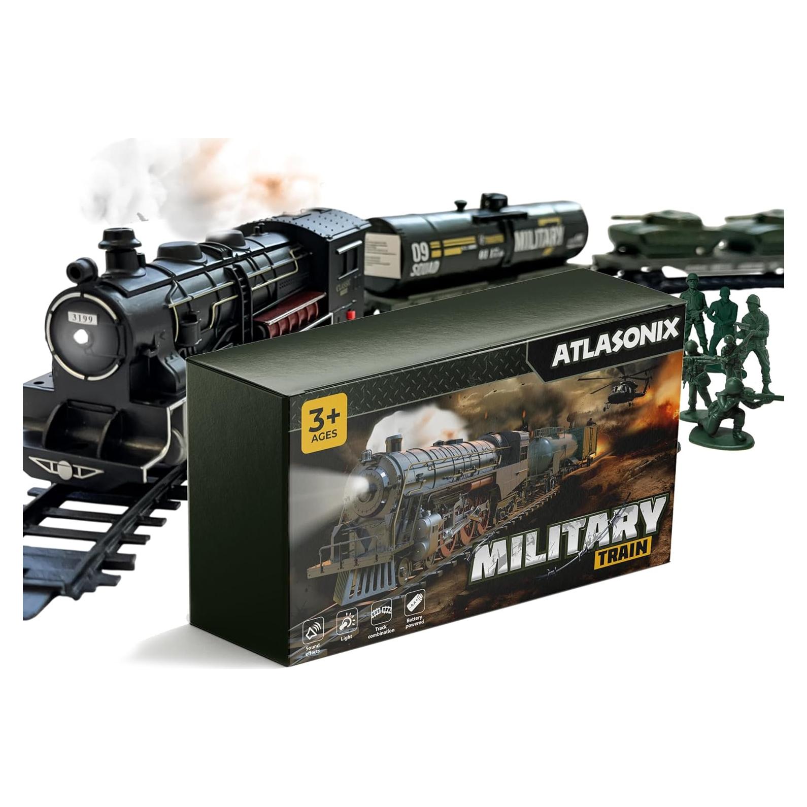 Juego de Tren Eléctrico Militar Atlasonix - 27.94x2.54 cm
