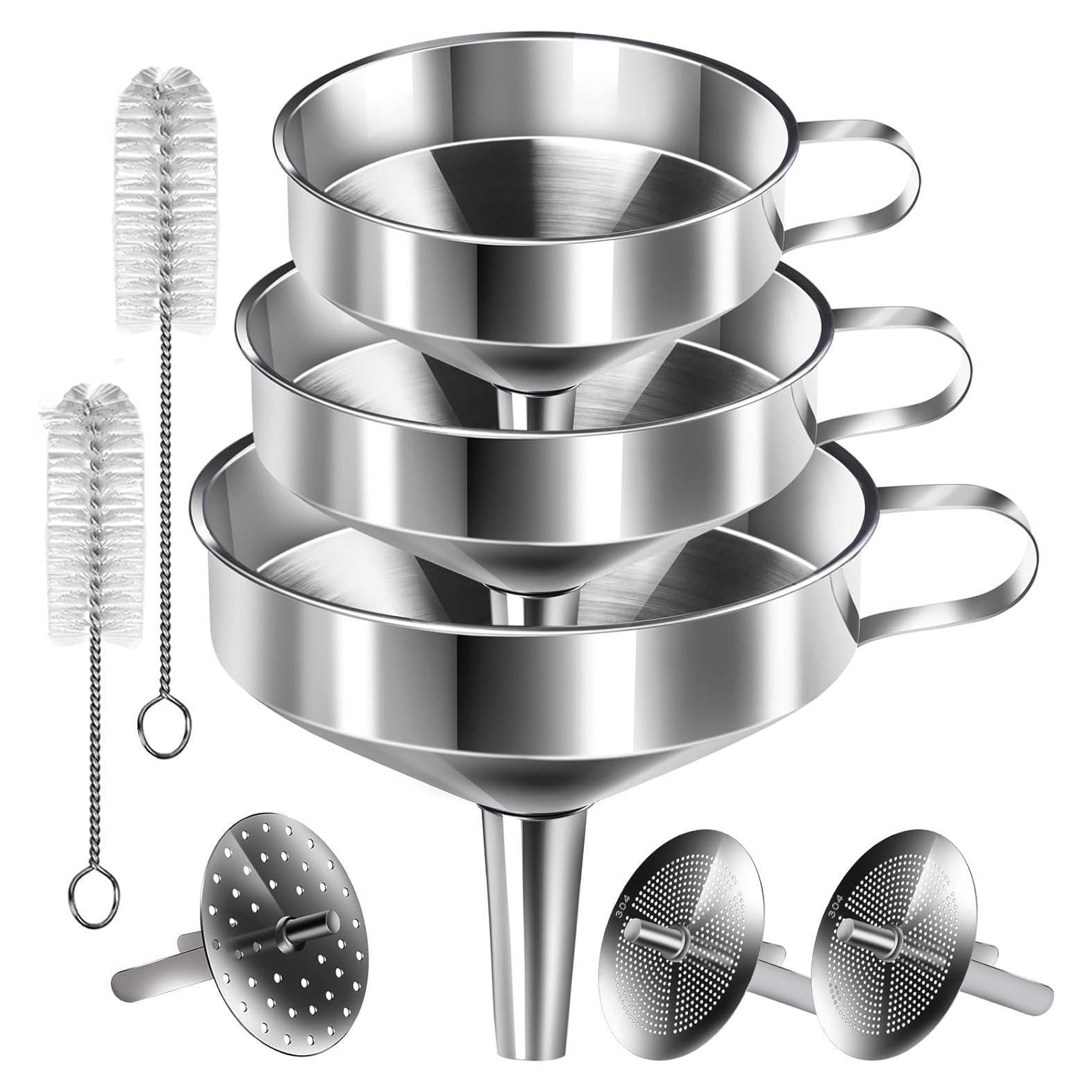 Juego de 3 Embudos de Acero Inoxidable YGDZ con Coladores