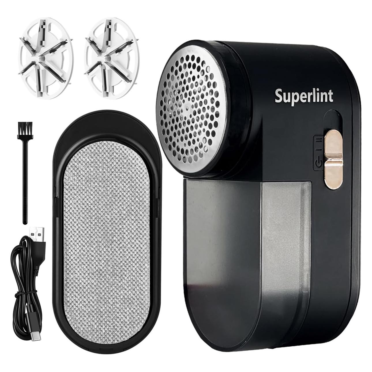 Quitapelusas Eléctrico SUPER LINT 2 en 1 USB Negro