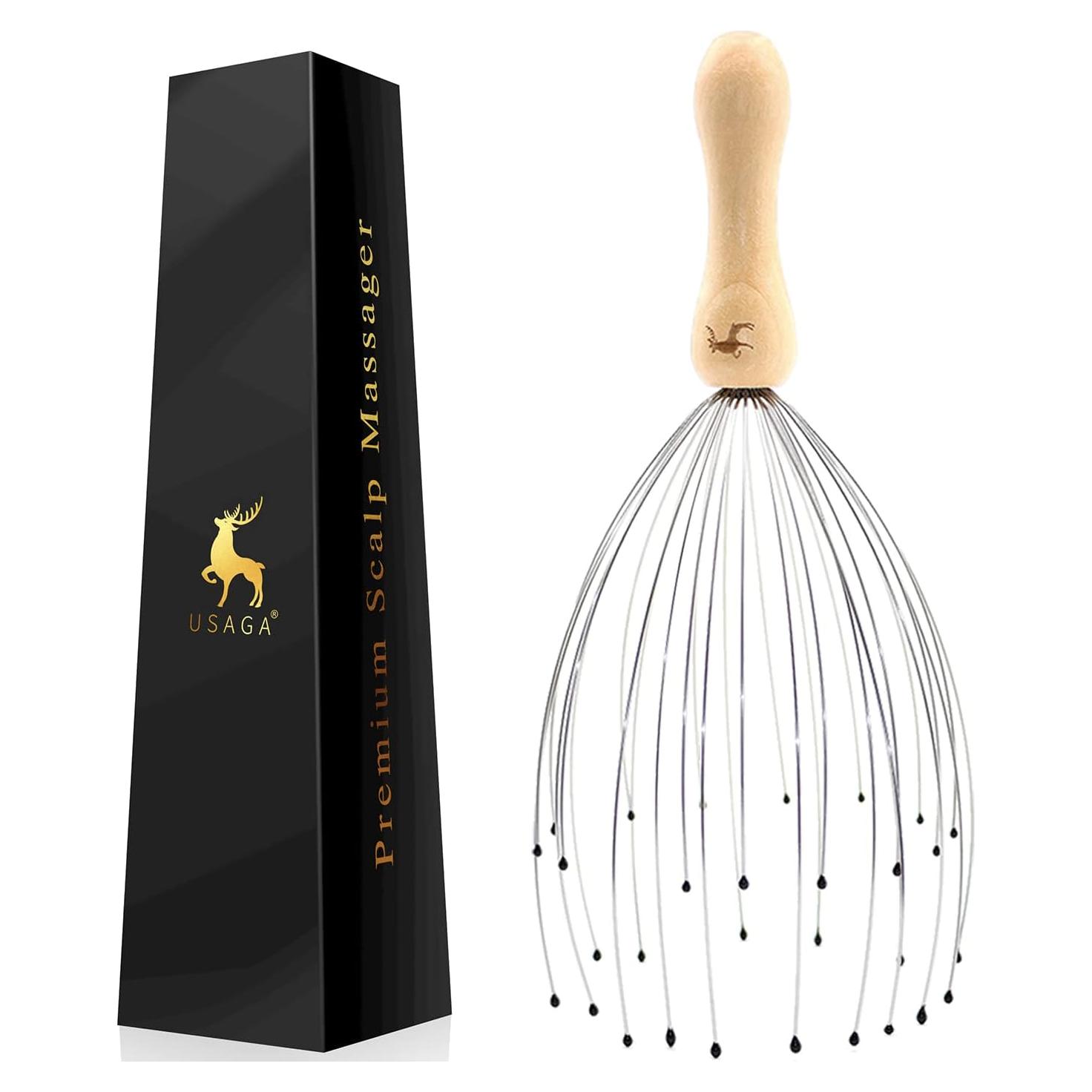 Masajeador de Cabeza USAGA 32 Púas Mango de Madera