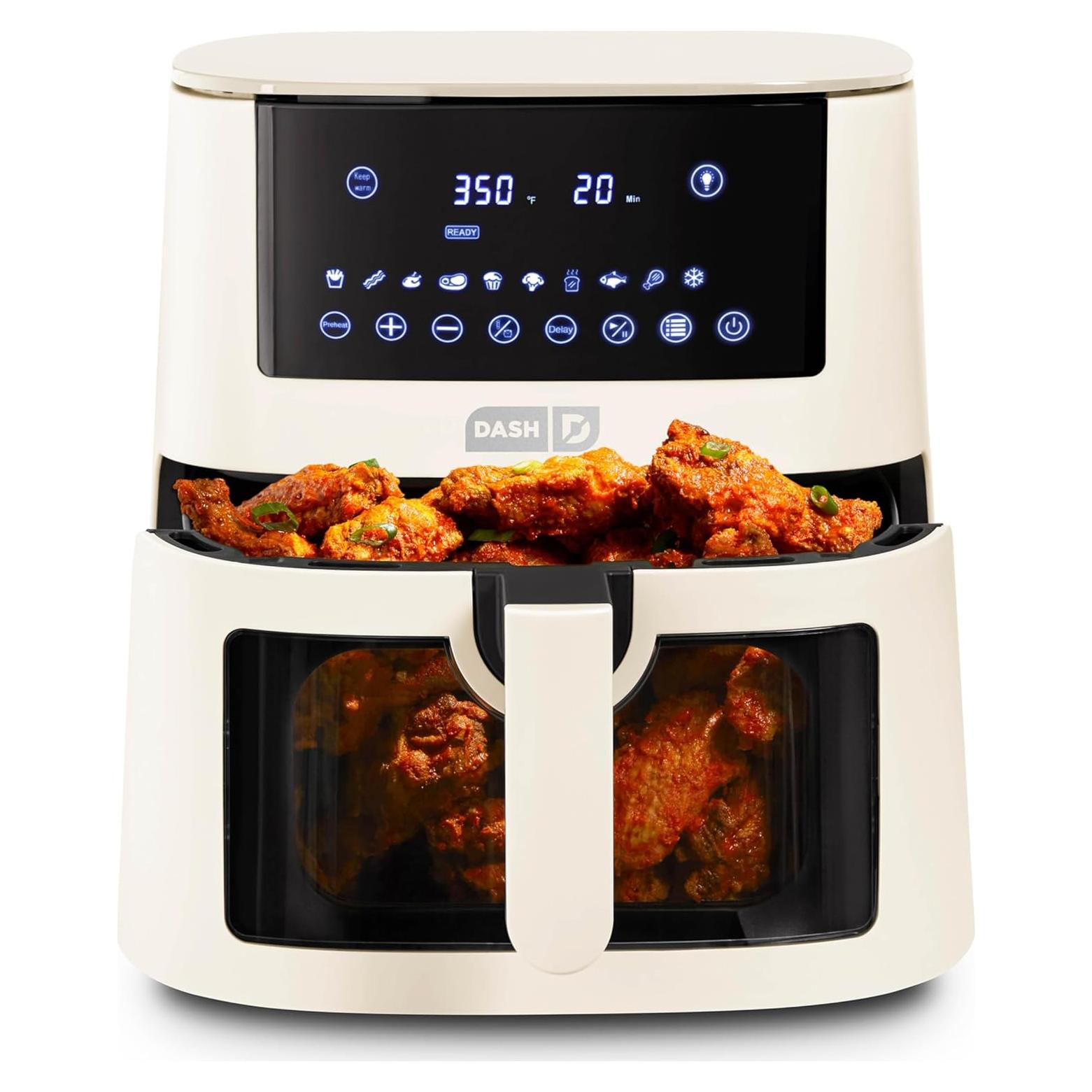 Freidora de Aire Digital DASH 7QT Vista Clara Crema