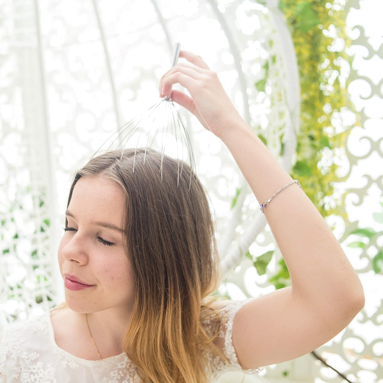 Masajeador de Cabeza USAGA 20 Dedos Plateado para Relajación