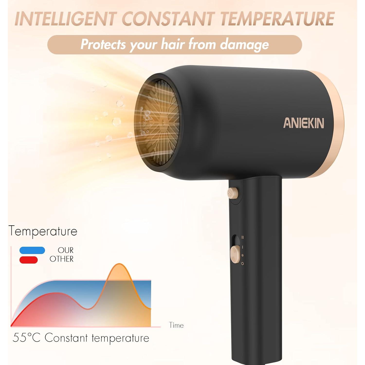 Secador de Pelo ANIEKIN 1875W Iónico Compacto con Difusor