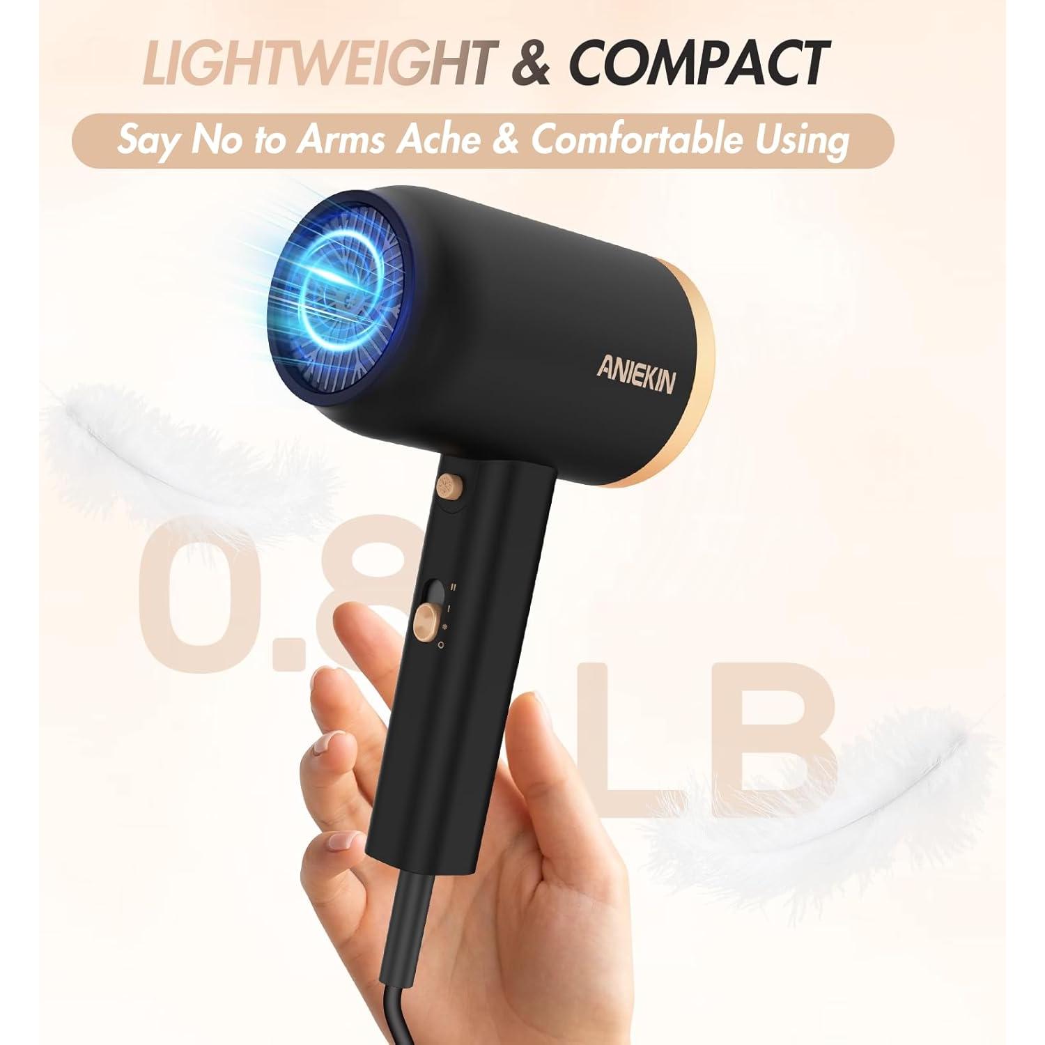 Secador de Pelo ANIEKIN 1875W Iónico Compacto con Difusor