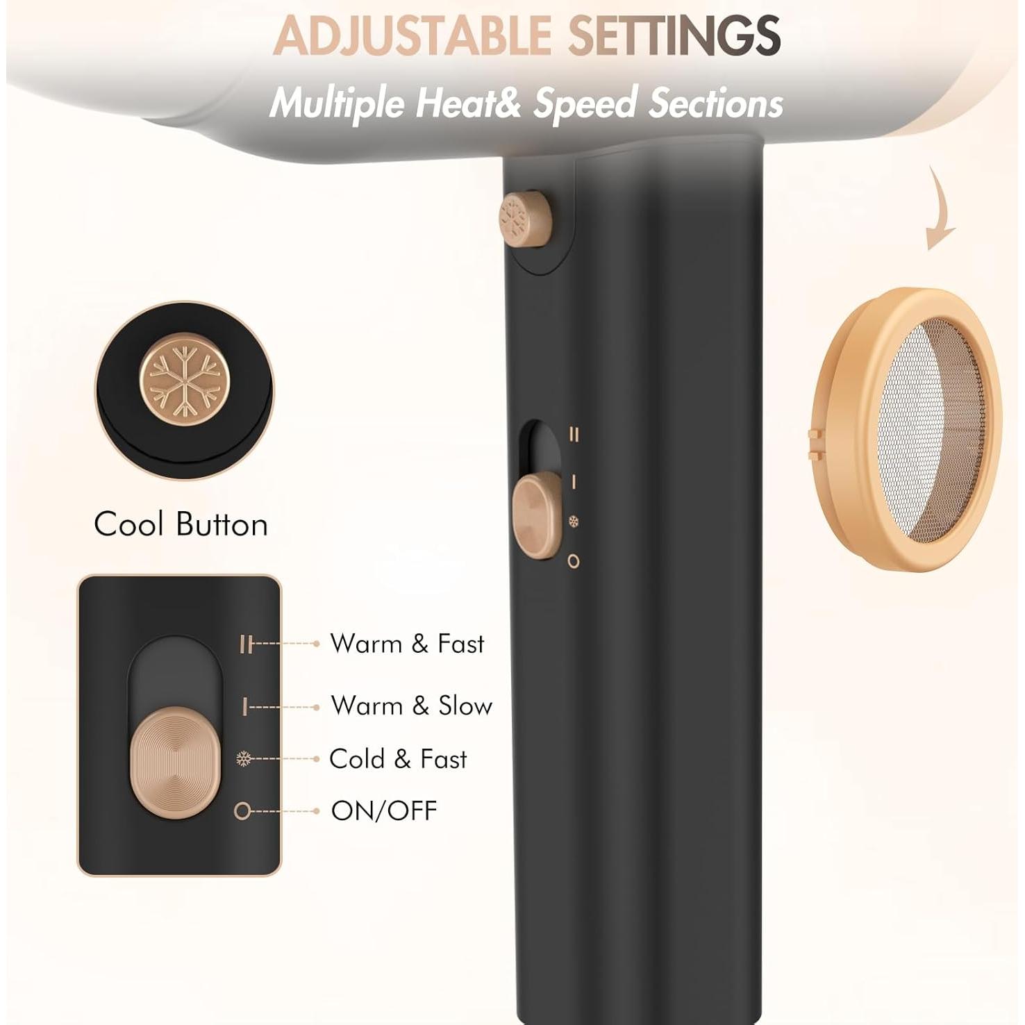 Secador de Pelo ANIEKIN 1875W Iónico Compacto con Difusor