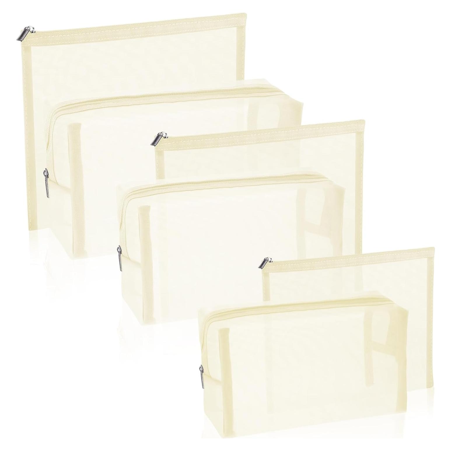 Boao 6 Bolsas de Maquillaje de Malla Organizador Beige