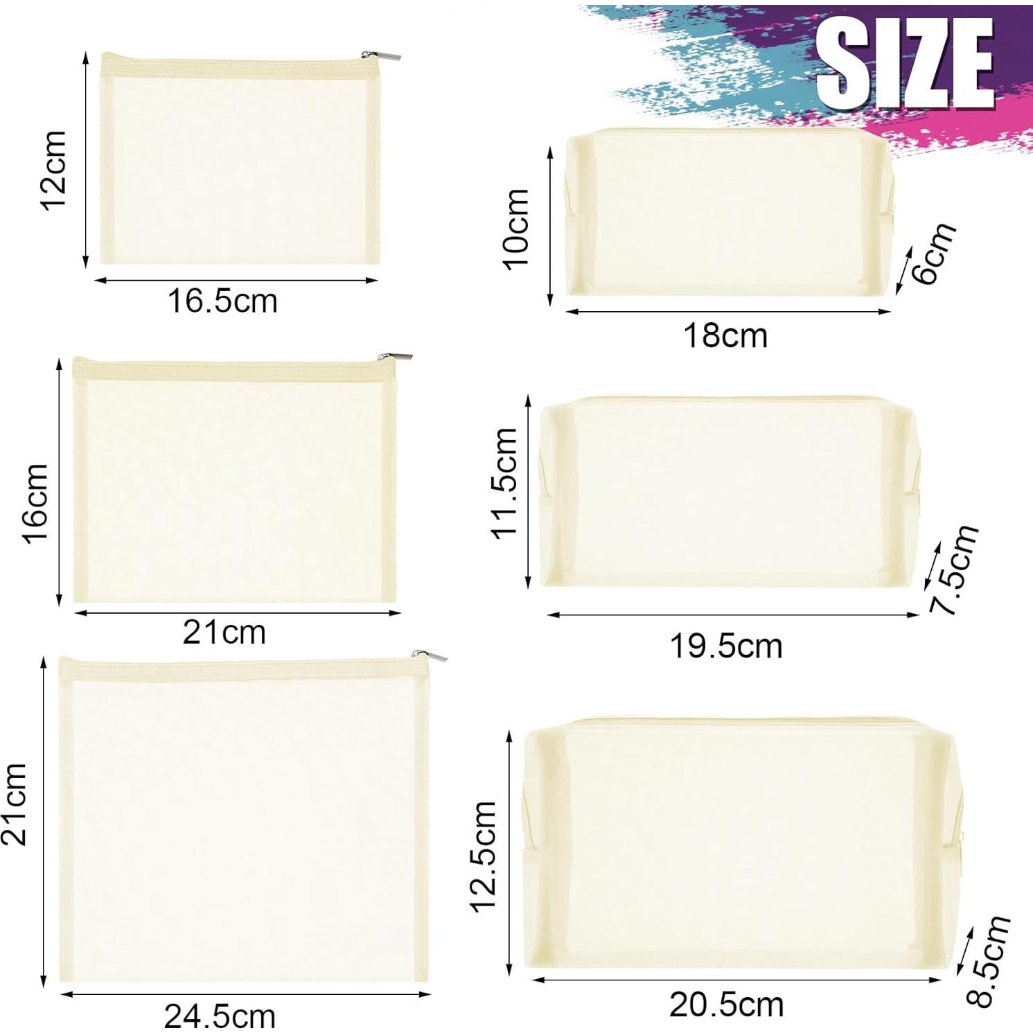 Boao 6 Bolsas de Maquillaje de Malla Organizador Beige