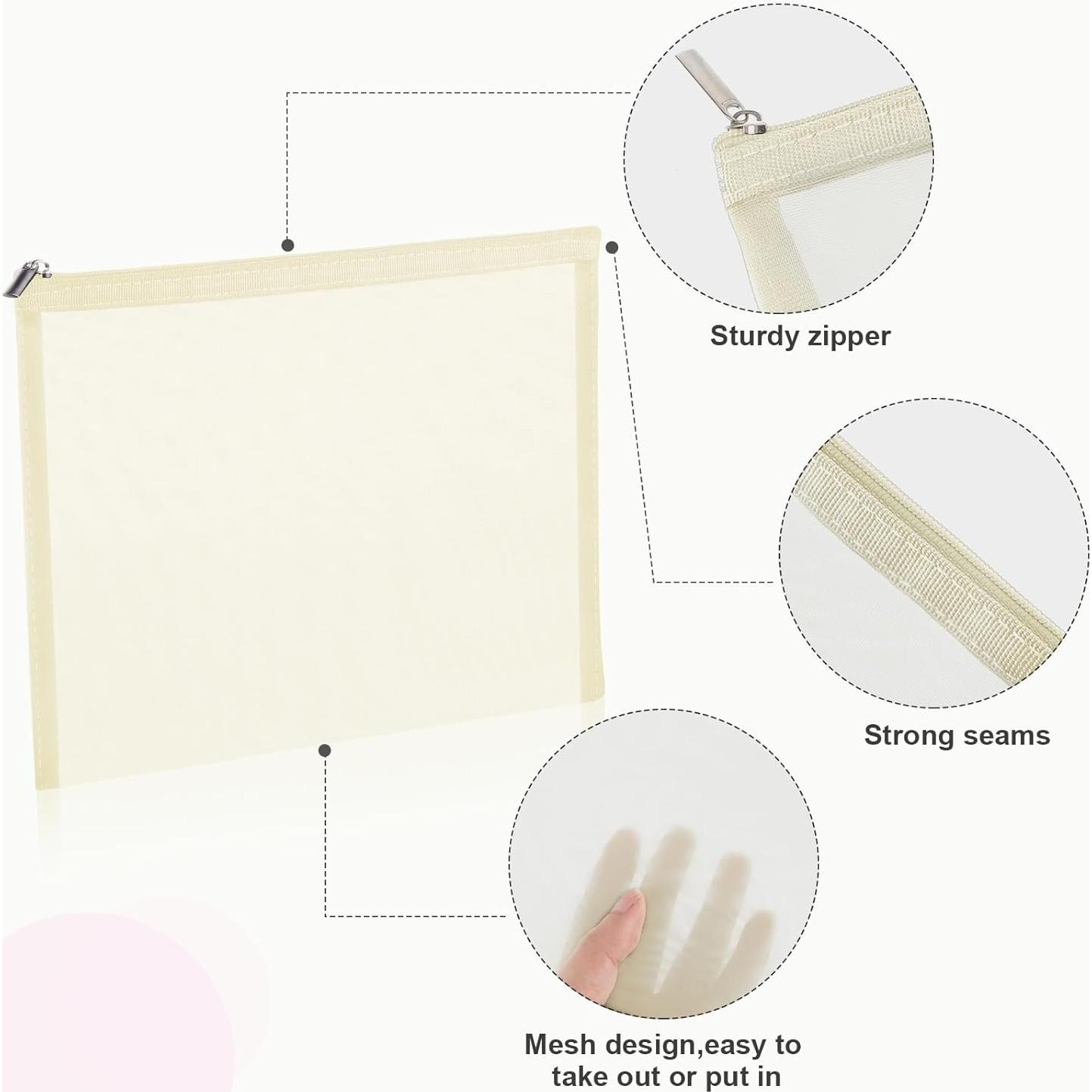 Boao 6 Bolsas de Maquillaje de Malla Organizador Beige