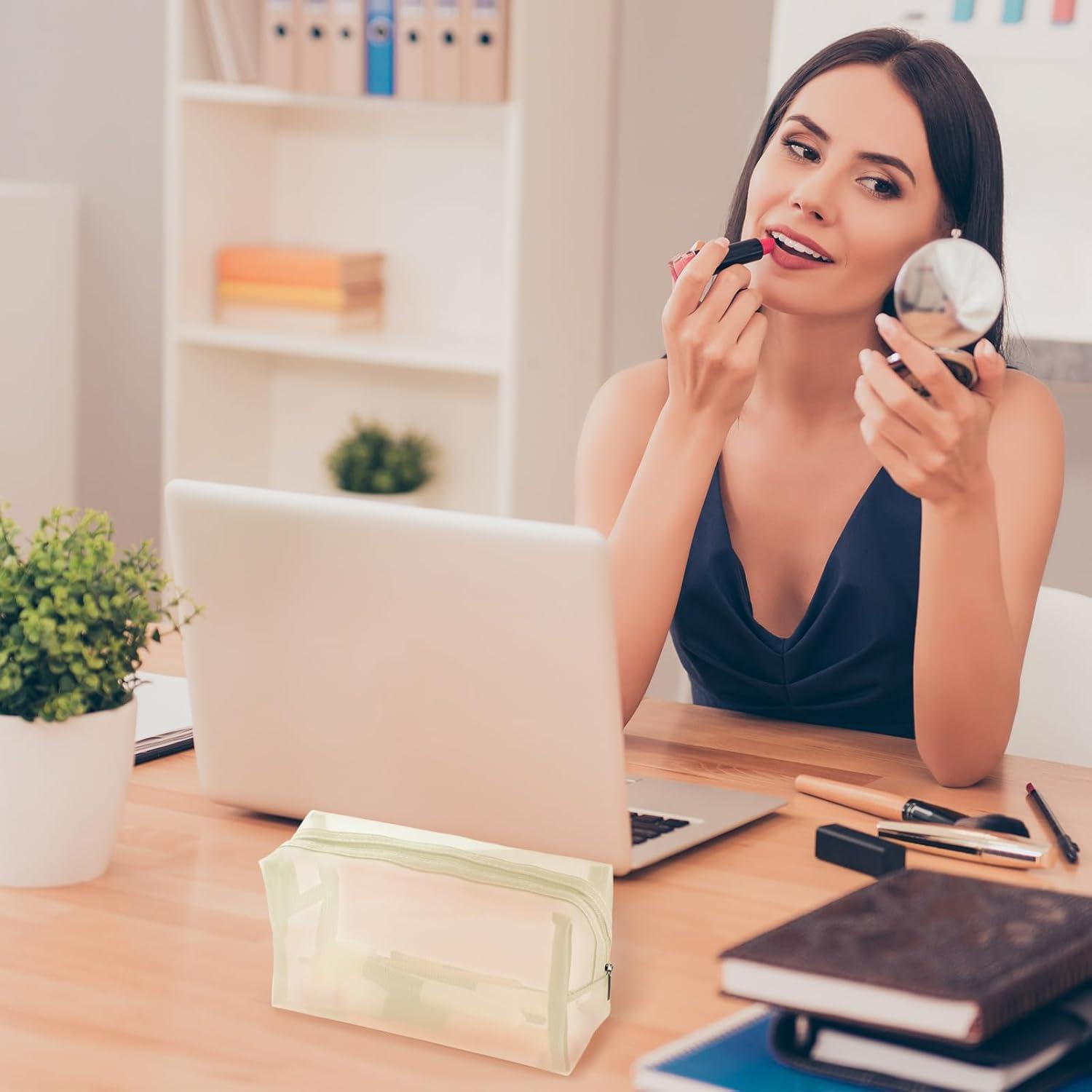 Boao 6 Bolsas de Maquillaje de Malla Organizador Beige