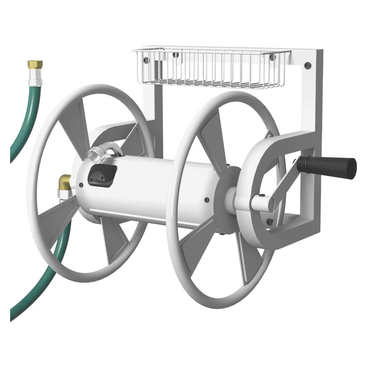 Carrete de Manguera Montado en Pared Artigarden 125 Pies Metal Blanco