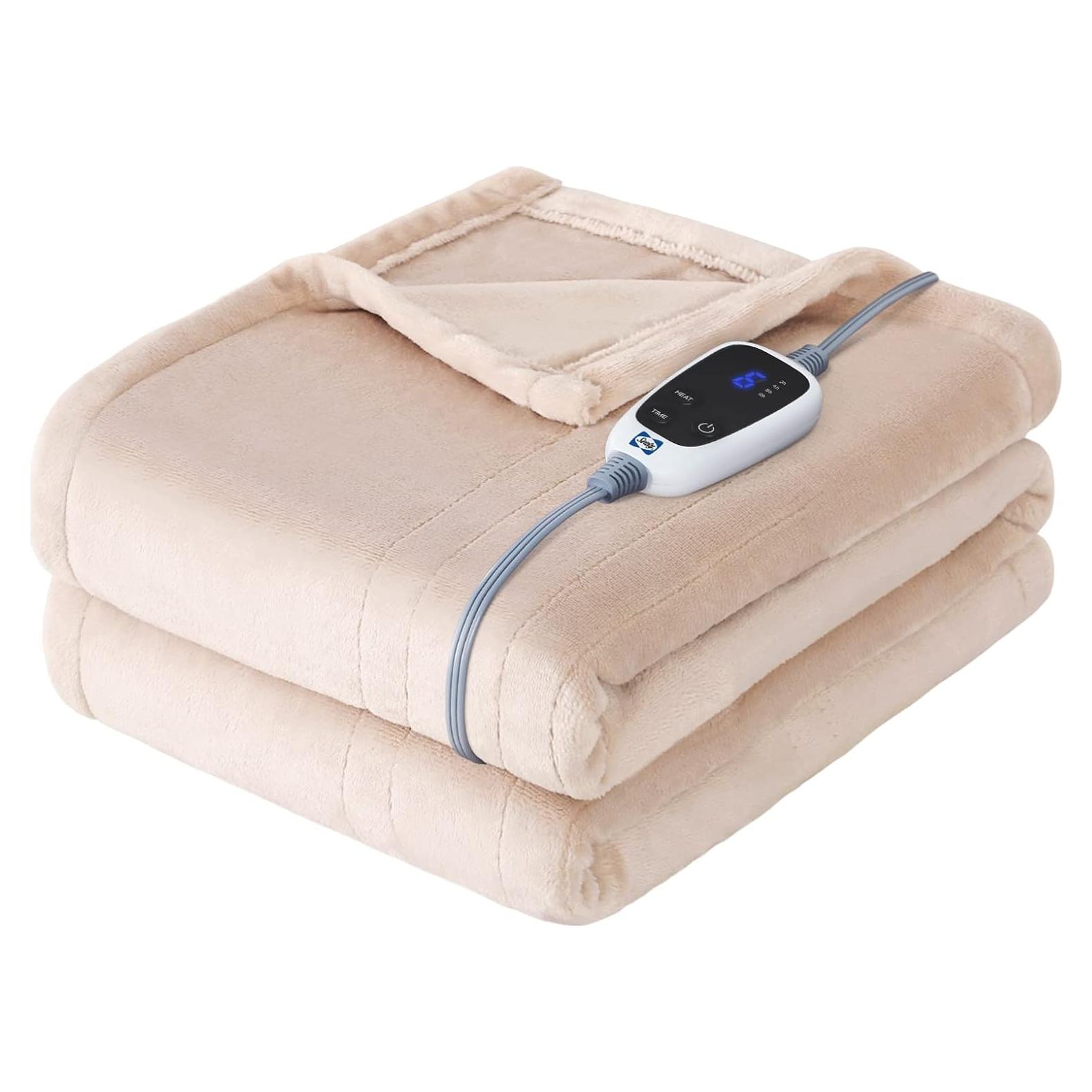 Manta Eléctrica Sealy 127x152 cm Beige, 6 Niveles Calor