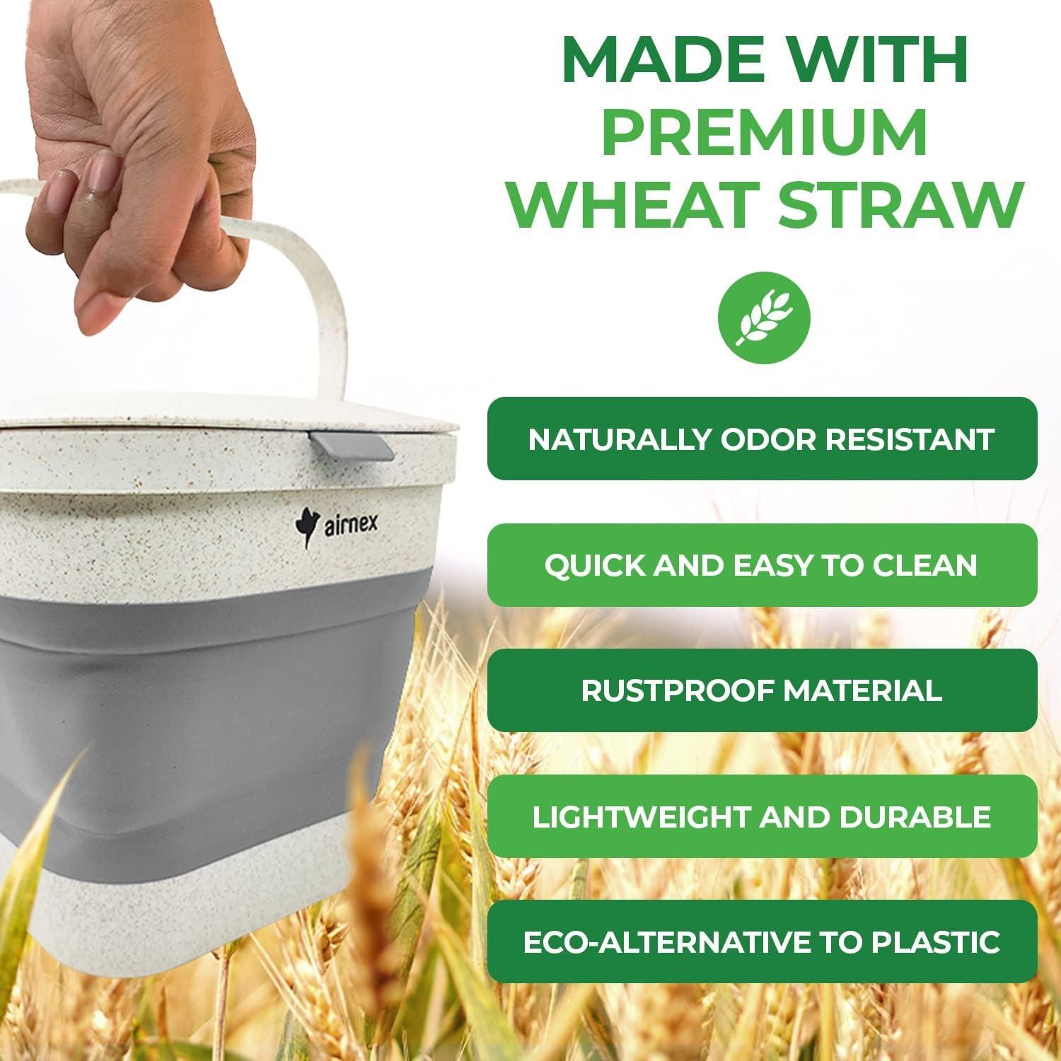 Cubo de Compostaje Plegable AIRNEX 3.53L Gris con Filtros