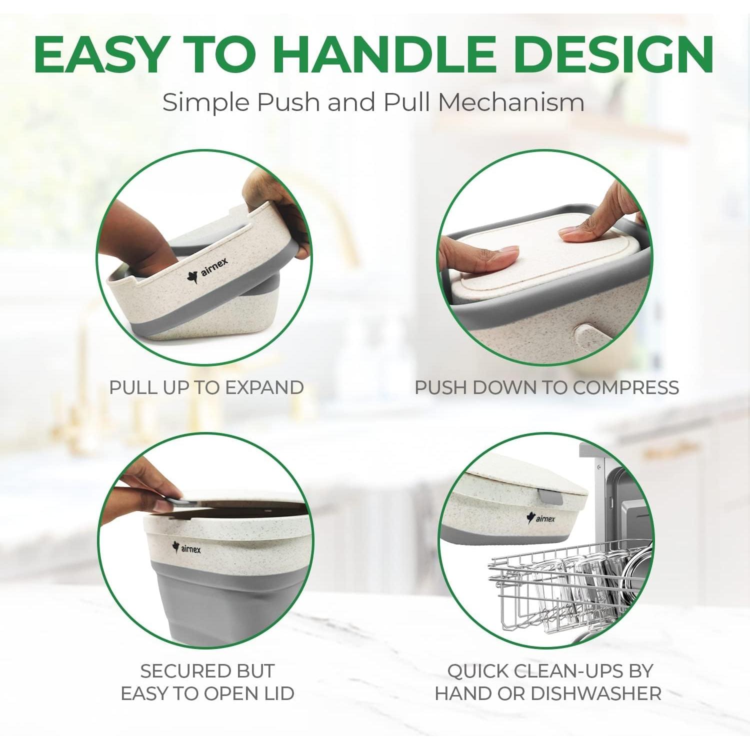 Cubo de Compostaje Plegable AIRNEX 3.53L Gris con Filtros