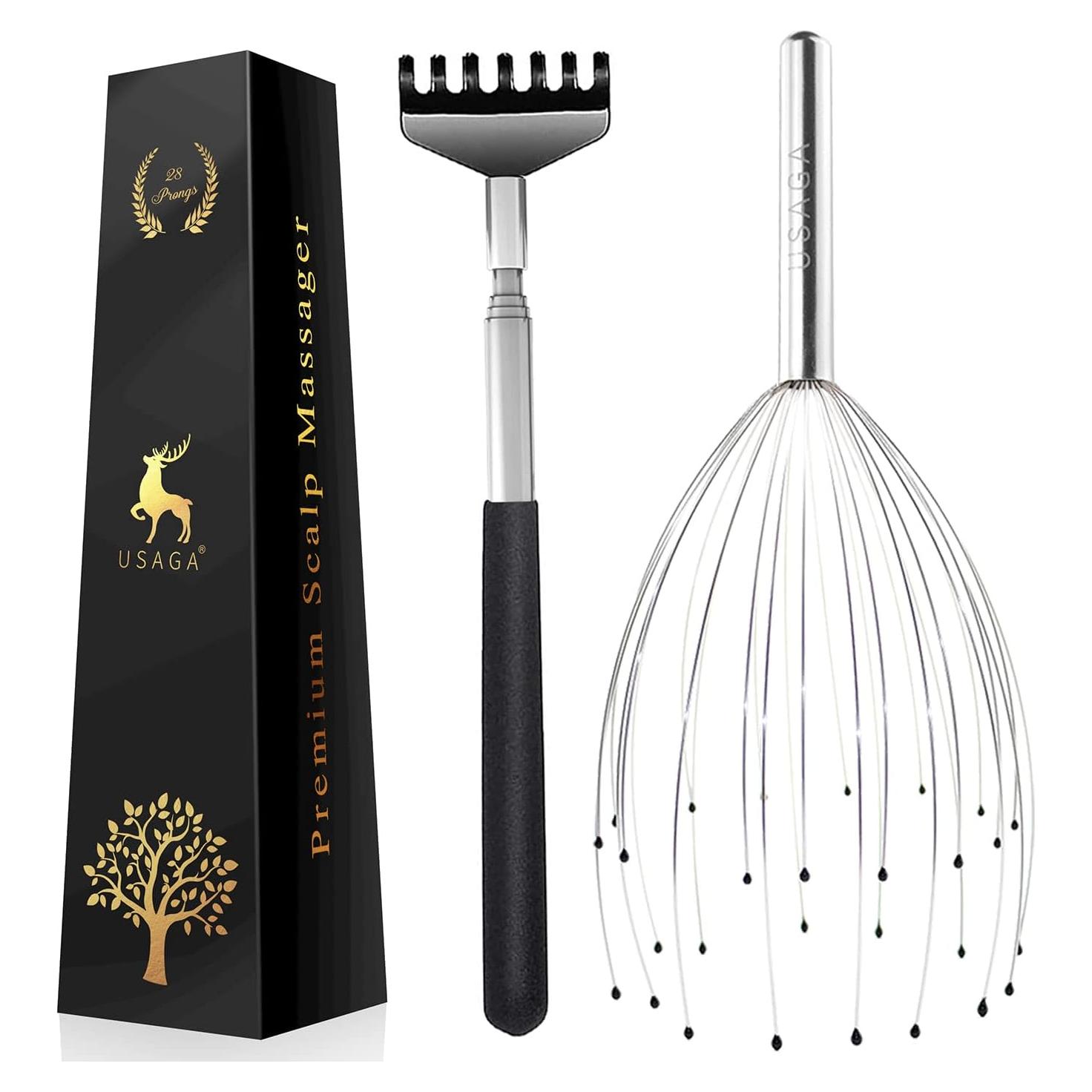 Masajeador de Cabeza USAGA 28 Púas Extensible para Relajación