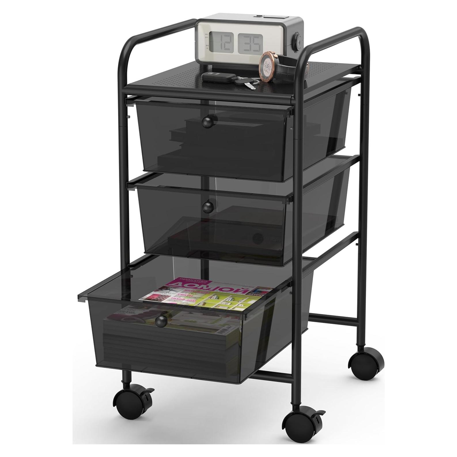 Carro de Utilidad Simple Houseware 3 Cajones Negro