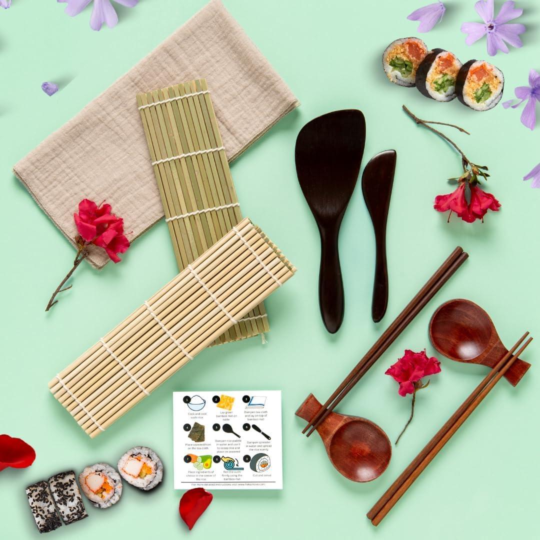 Kit de Sushi HEKAMOVE 10 Piezas Ecológico de Madera