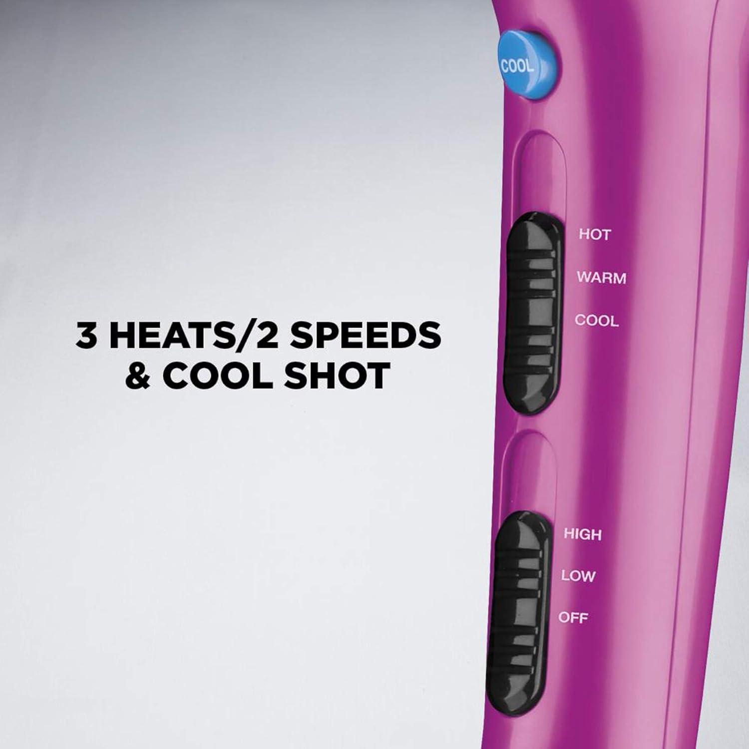 Secador de Pelo Conair Cord-Keeper 1875W Rosa con Cable Retráctil