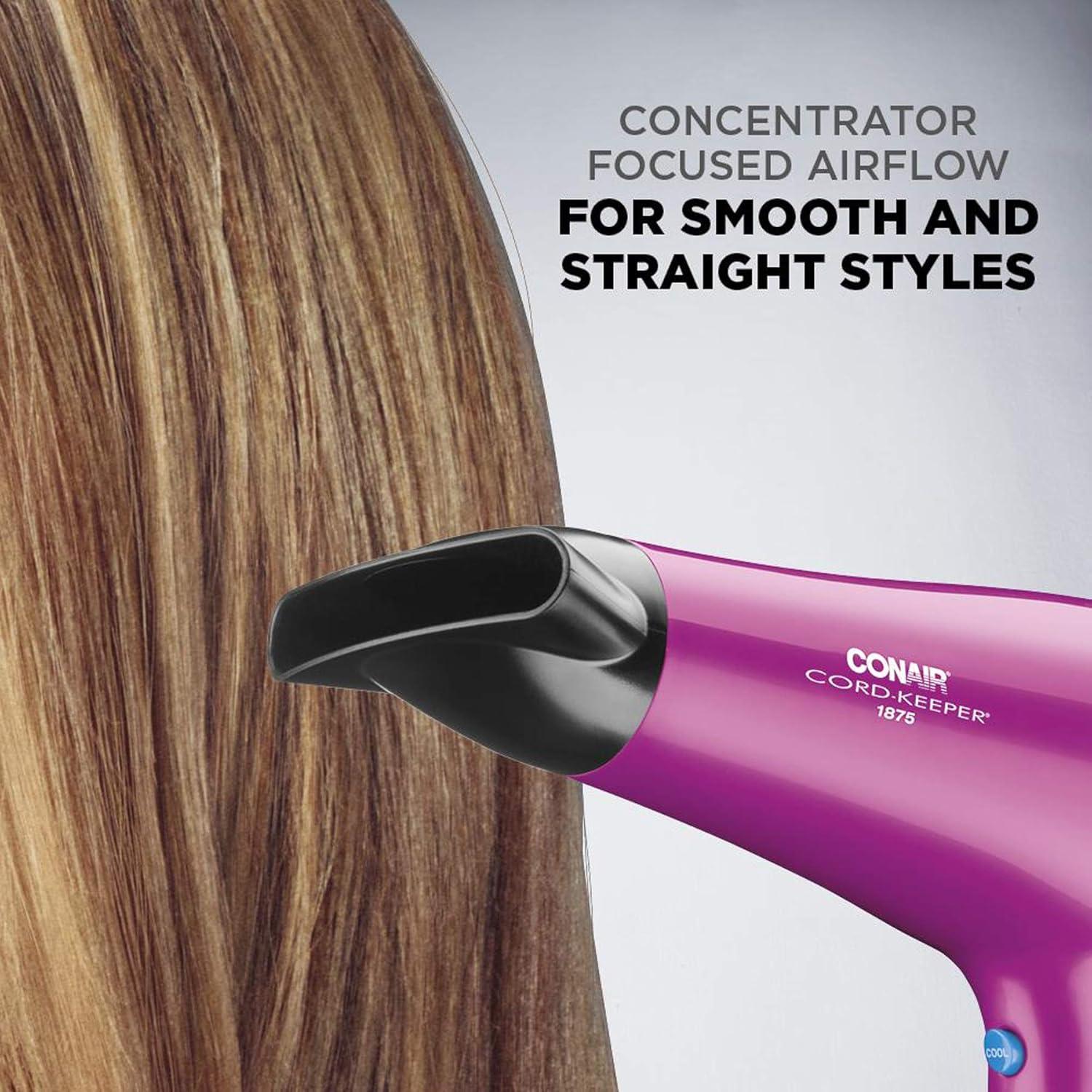 Secador de Pelo Conair Cord-Keeper 1875W Rosa con Cable Retráctil