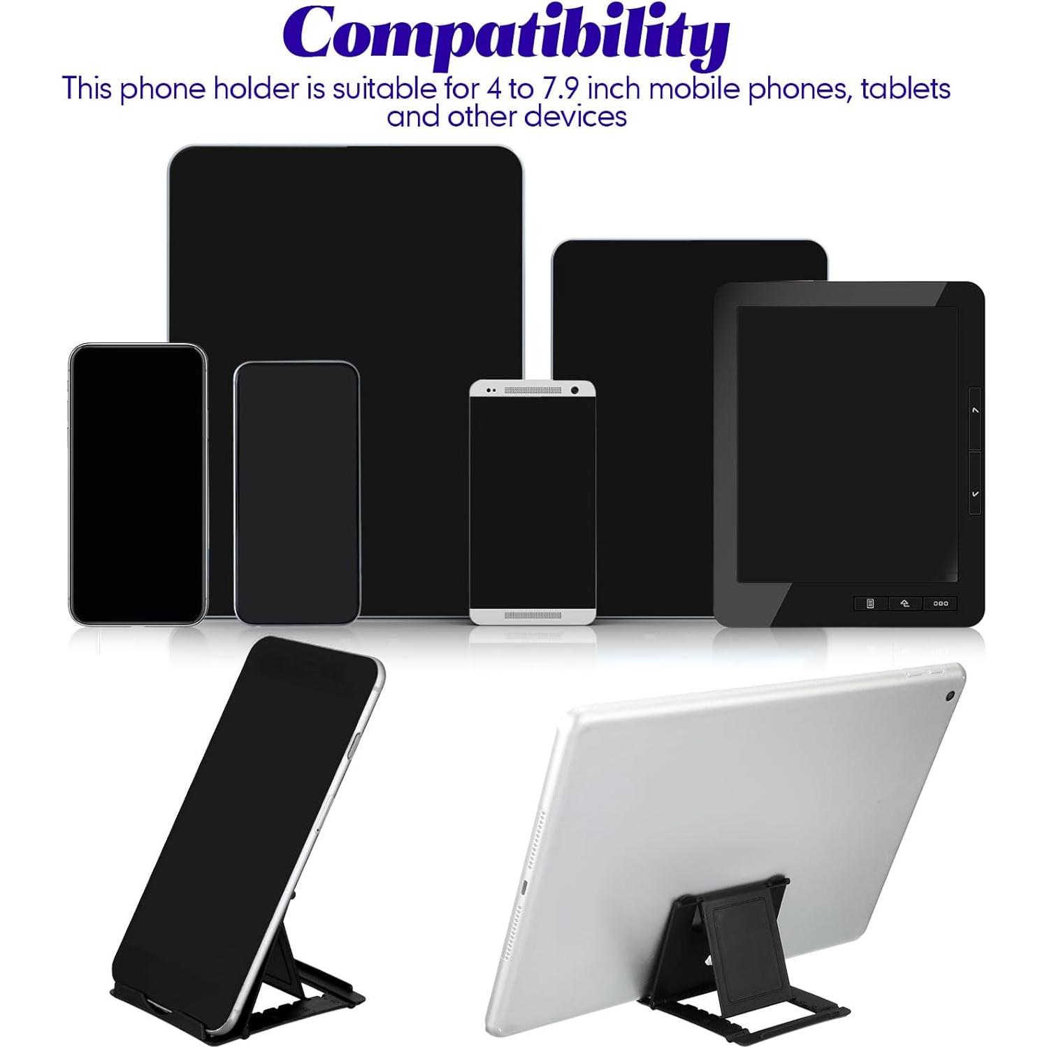 Macarrie 24 Pcs Cell Phone Stand, Universal Foldable Tablet Stand for Desk Compatible with Phone 13 12 11 Pro Xs Max x 8 6s Plus All Android Smartphones(Black)