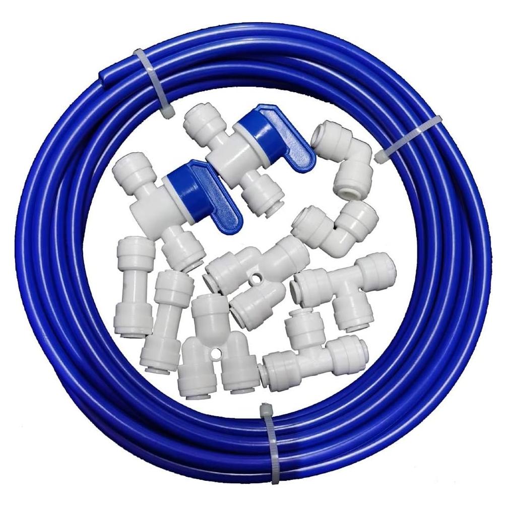 Tubo de Agua Malida 1/4" OD 10m + Conectores Rápidos