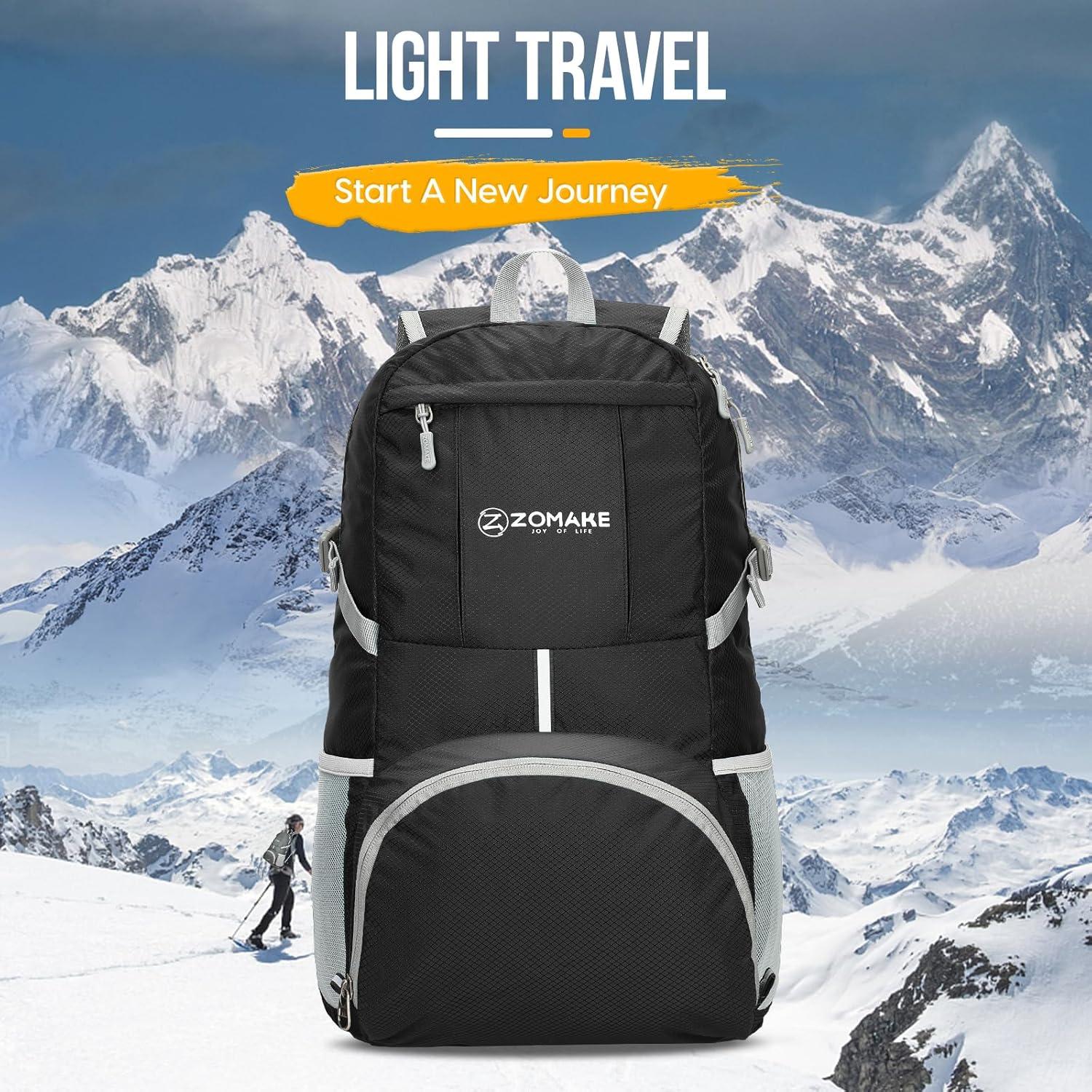Mochila Plegable Ligera ZOMAKE 35L Impermeable Negro