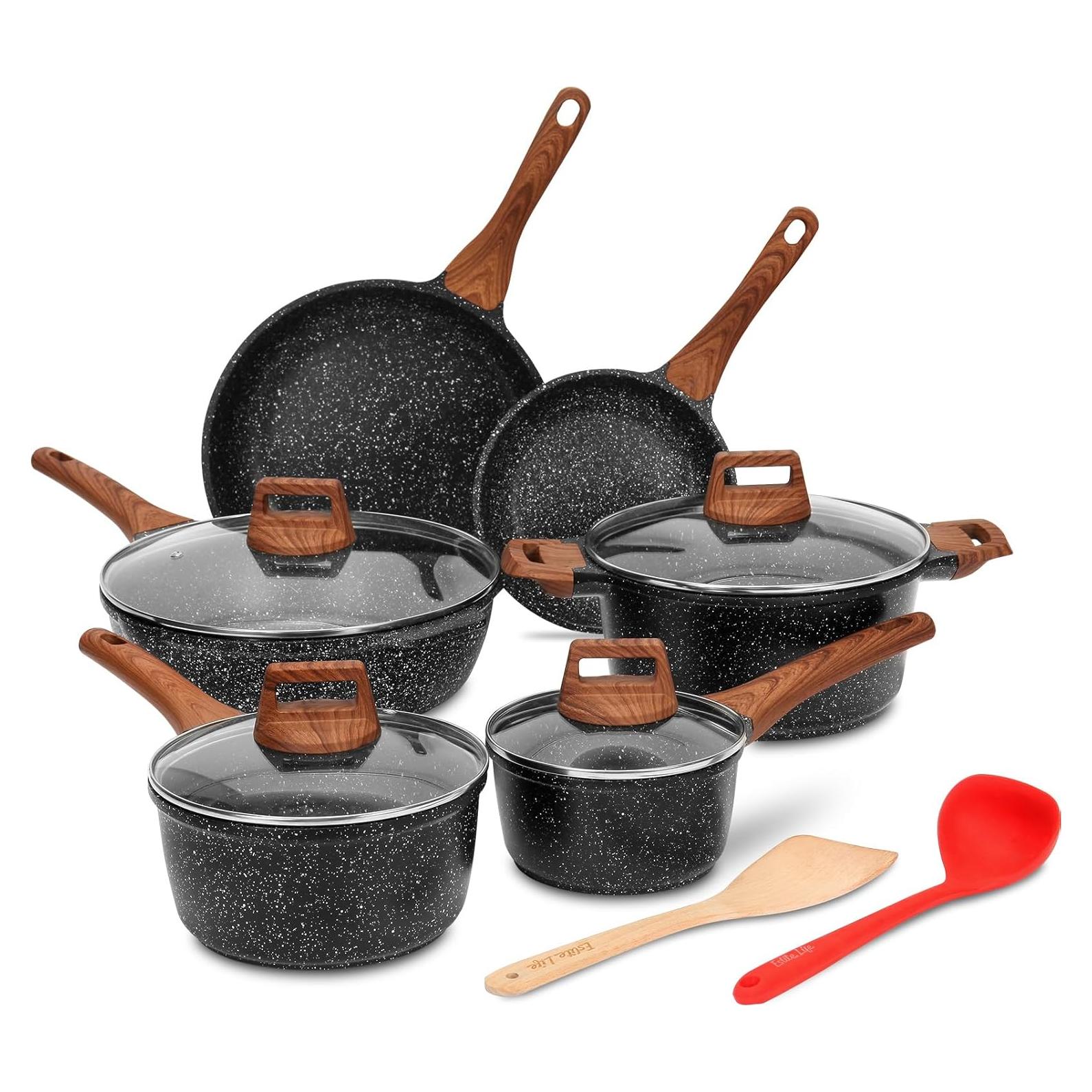 Juego de ollas y sartenes ESLITE LIFE 12 piezas antiadherente