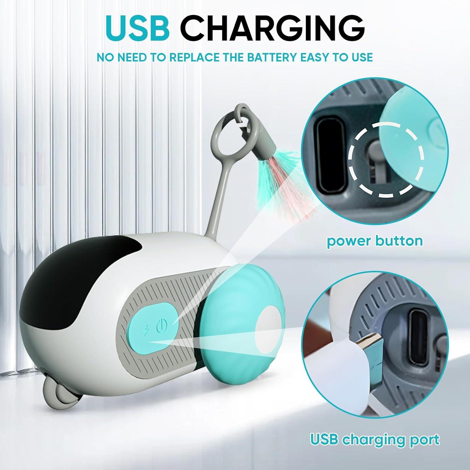 Remote Control Smart Electric Interactive Cat Toy Smart Turbo Tail Automatic Car Toys for Indoor Bored Cats Robot Rc Cat Mental Stimulation Toys Usb Rechargeable Gravity-Sensing Movement Pet Toy