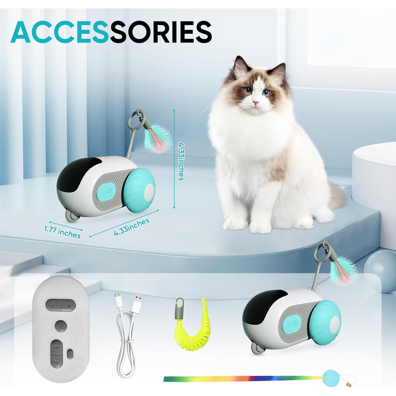 Remote Control Smart Electric Interactive Cat Toy Smart Turbo Tail Automatic Car Toys for Indoor Bored Cats Robot Rc Cat Mental Stimulation Toys Usb Rechargeable Gravity-Sensing Movement Pet Toy