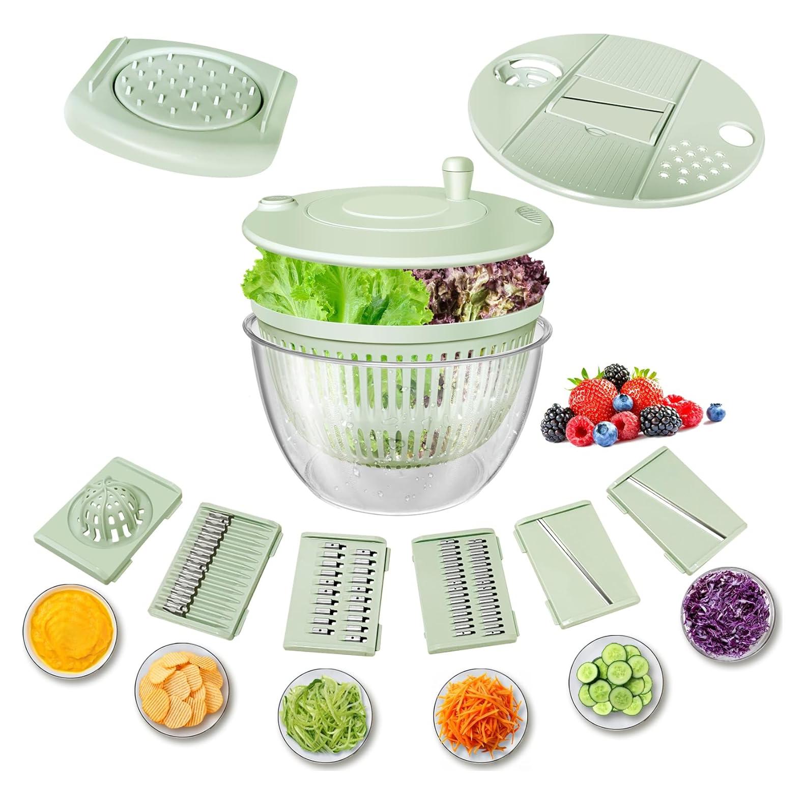 Airpro Secador de Ensaladas 5.3L Verde Blanco, 3 en 1