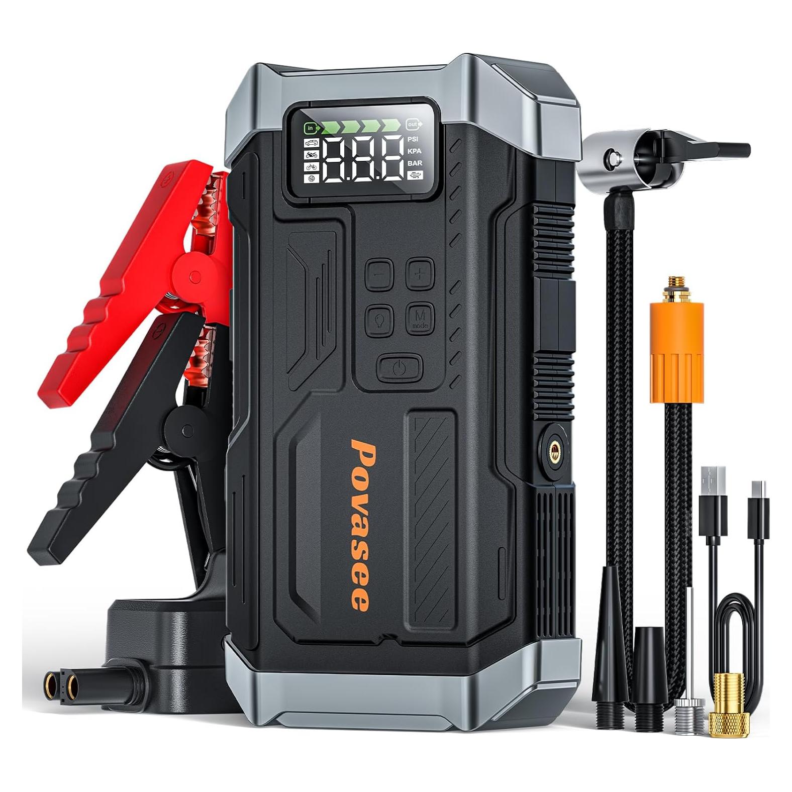 Arrancador de Salto Povasee A6 con Compresor 5000A 12V